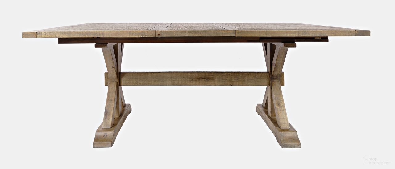 The appearance of Carlyle Crossing 78 Inch Extension Dining Table In Medium Brown designed by Jofran in the rustic / southwestern interior design. This medium brown piece of furniture  was selected by 1StopBedrooms from Carlyle Crossing Collection to add a touch of cosiness and style into your home. Sku: 1921-78BDNG;1921-78T. Table Base Style: Trestle. Table Top Shape: Rectangular. Material: Pine. Size: 42" x 78".