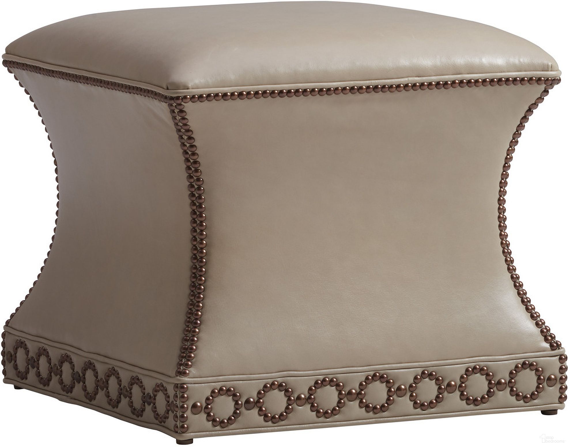 The appearance of Carlyle Merino Leather Ottoman designed by Lexington in the modern / contemporary interior design. This tan piece of furniture was selected by 1StopBedrooms from Carlyle Collection to add a touch of cosiness and style into your home. Sku: LL1844-25-40. Material: Leather.