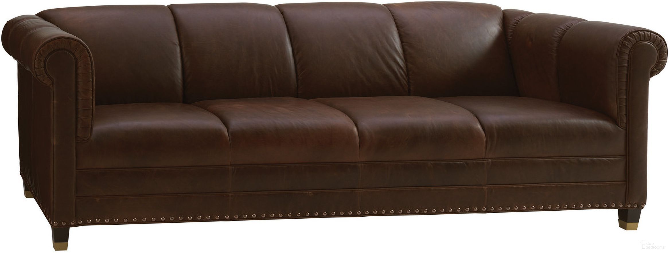 The appearance of Carlyle Springfield Leather Sofa 01-7543-33-LL-40 designed by Lexington in the modern / contemporary interior design. This brown piece of furniture was selected by 1StopBedrooms from Carlyle Collection to add a touch of cosiness and style into your home. Sku: LL7543-33-40. Material: Leather.
