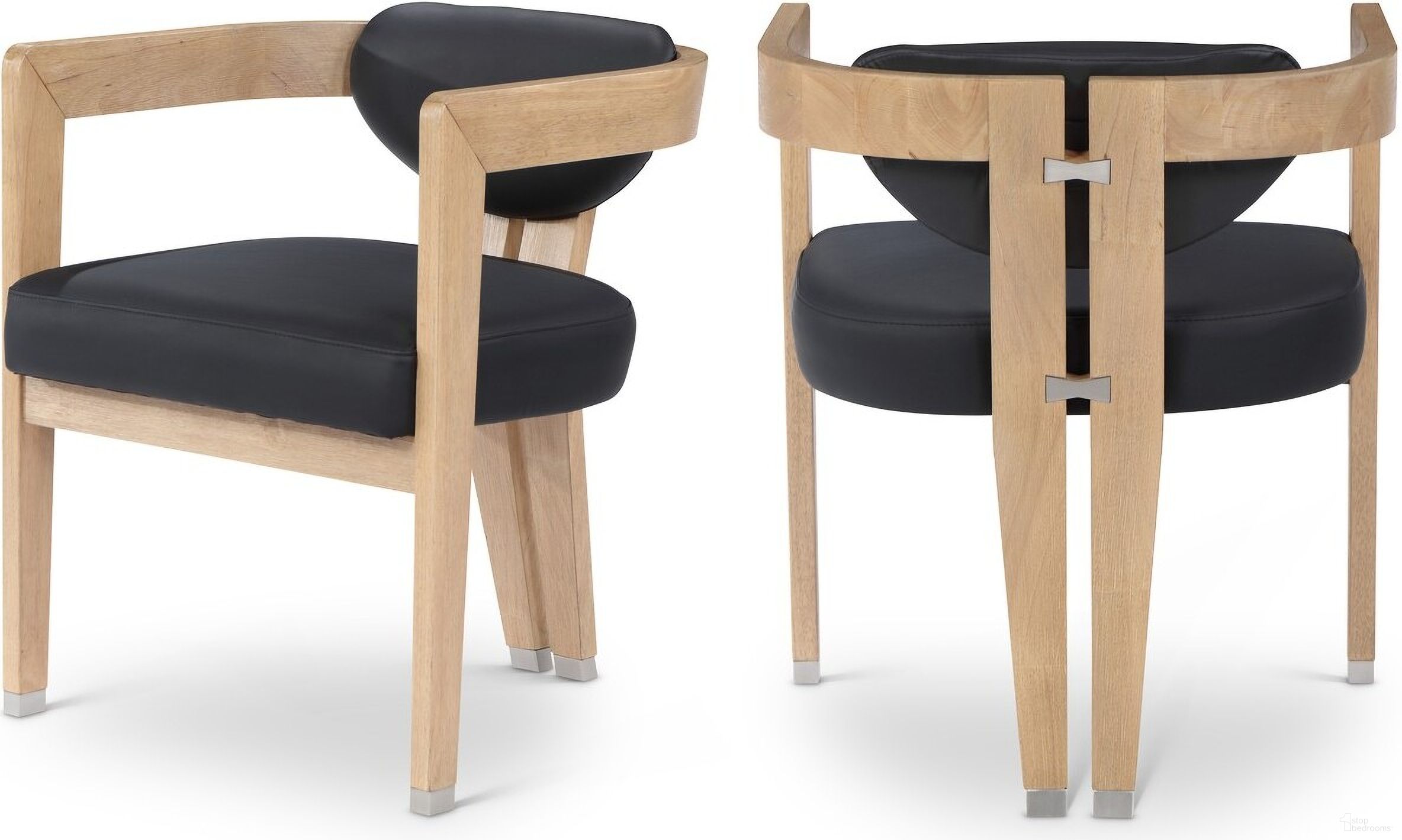 Carlyle Vegan Leather Dining Chair In Black/Natural Wire Brush