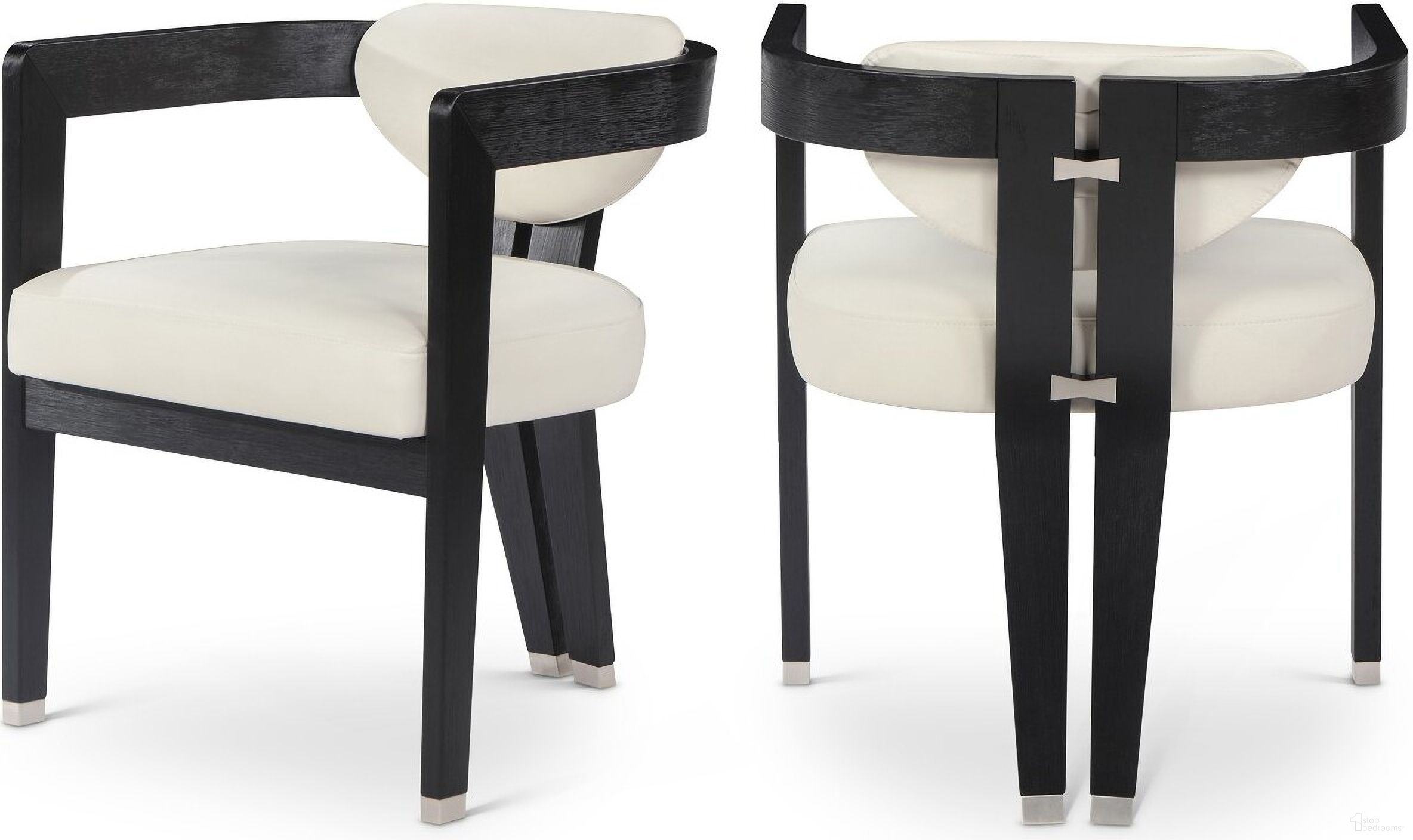 Carlyle Vegan Leather Dining Chair In Cream/Black Wire Brush