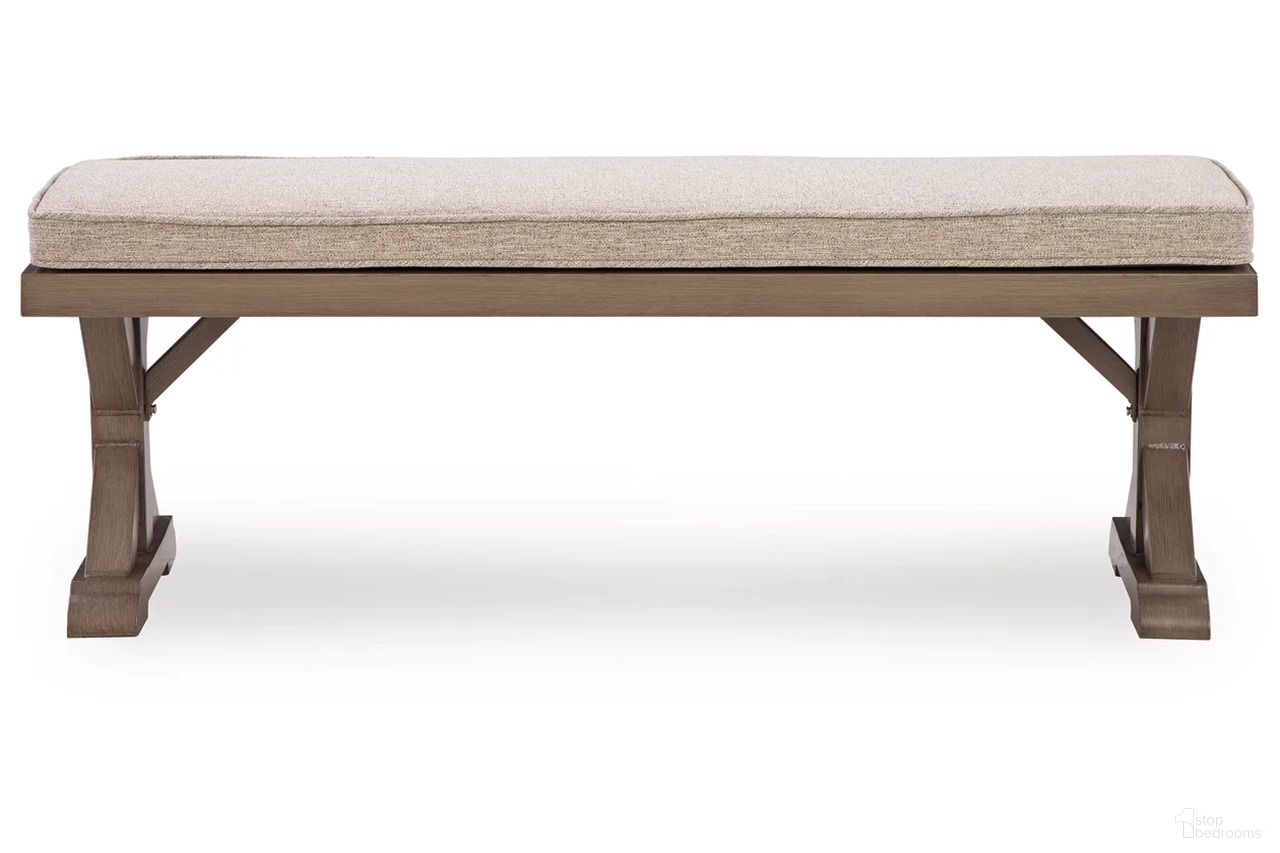 The appearance of Carmel Bay Bench with Cushion In Beige designed by Signature Design by Ashley in the transitional interior design. This beige piece of furniture was selected by 1StopBedrooms from Carmel Bay Collection to add a touch of cosiness and style into your home. Sku: NCP790-600.