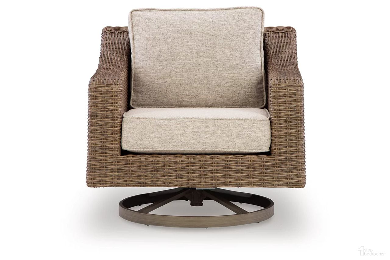The appearance of Carmel Bay Swivel Lounge with Cushion In Beige designed by Signature Design by Ashley in the transitional interior design. This beige piece of furniture was selected by 1StopBedrooms from Carmel Bay Collection to add a touch of cosiness and style into your home. Sku: NCP790-821.