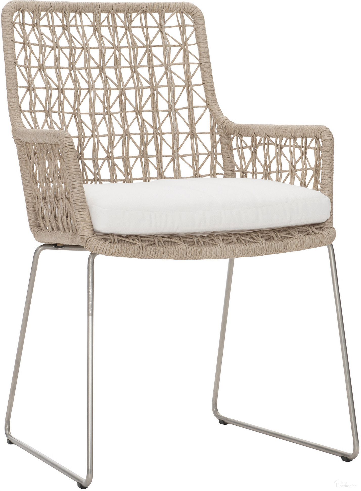 The appearance of Carmel Outdoor Arm Chair with Seat Pad designed by Bernhardt in the modern / contemporary interior design. This hazelnut piece of furniture was selected by 1StopBedrooms from Carmel Collection to add a touch of cosiness and style into your home. Sku: X0352CQ;X03552. Material: Fabric.