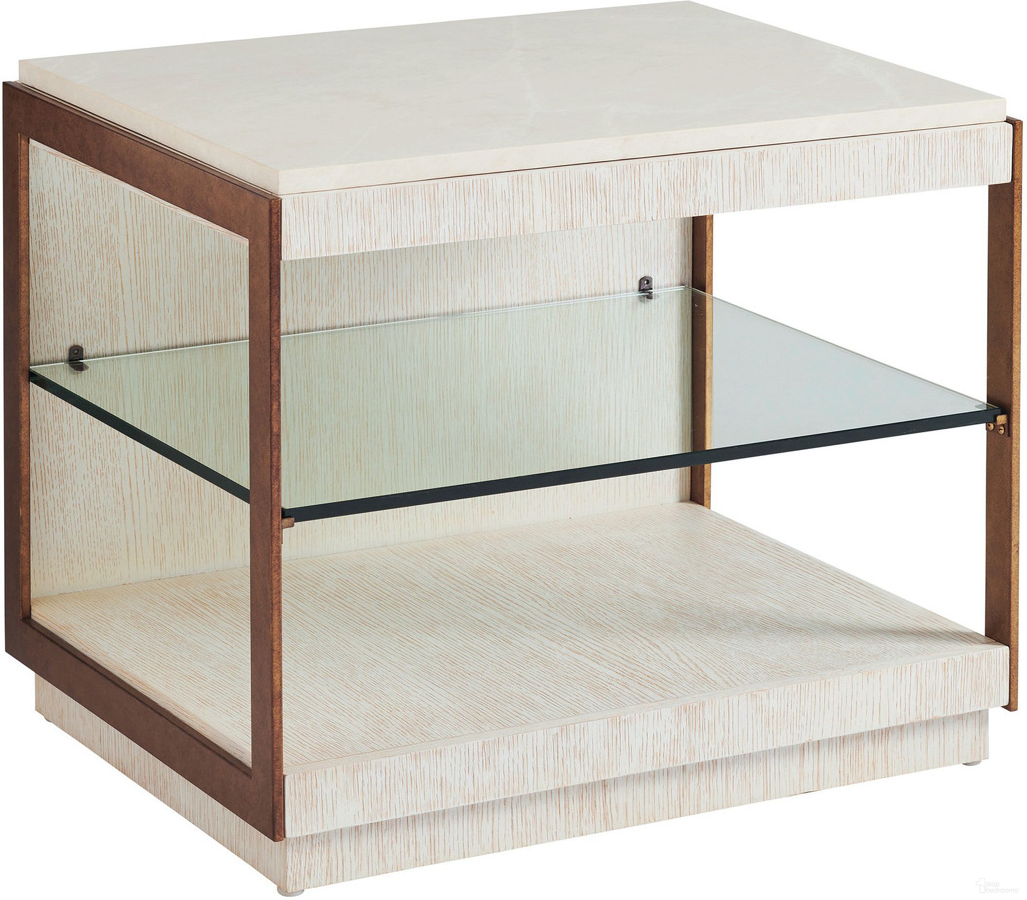 The appearance of Carmel Point Lobos Rectangular End Table In Monterey designed by Barclay Butera in the transitional interior design. This monterey piece of furniture was selected by 1StopBedrooms from Carmel Collection to add a touch of cosiness and style into your home. Sku: 931-955. Material: Wood.