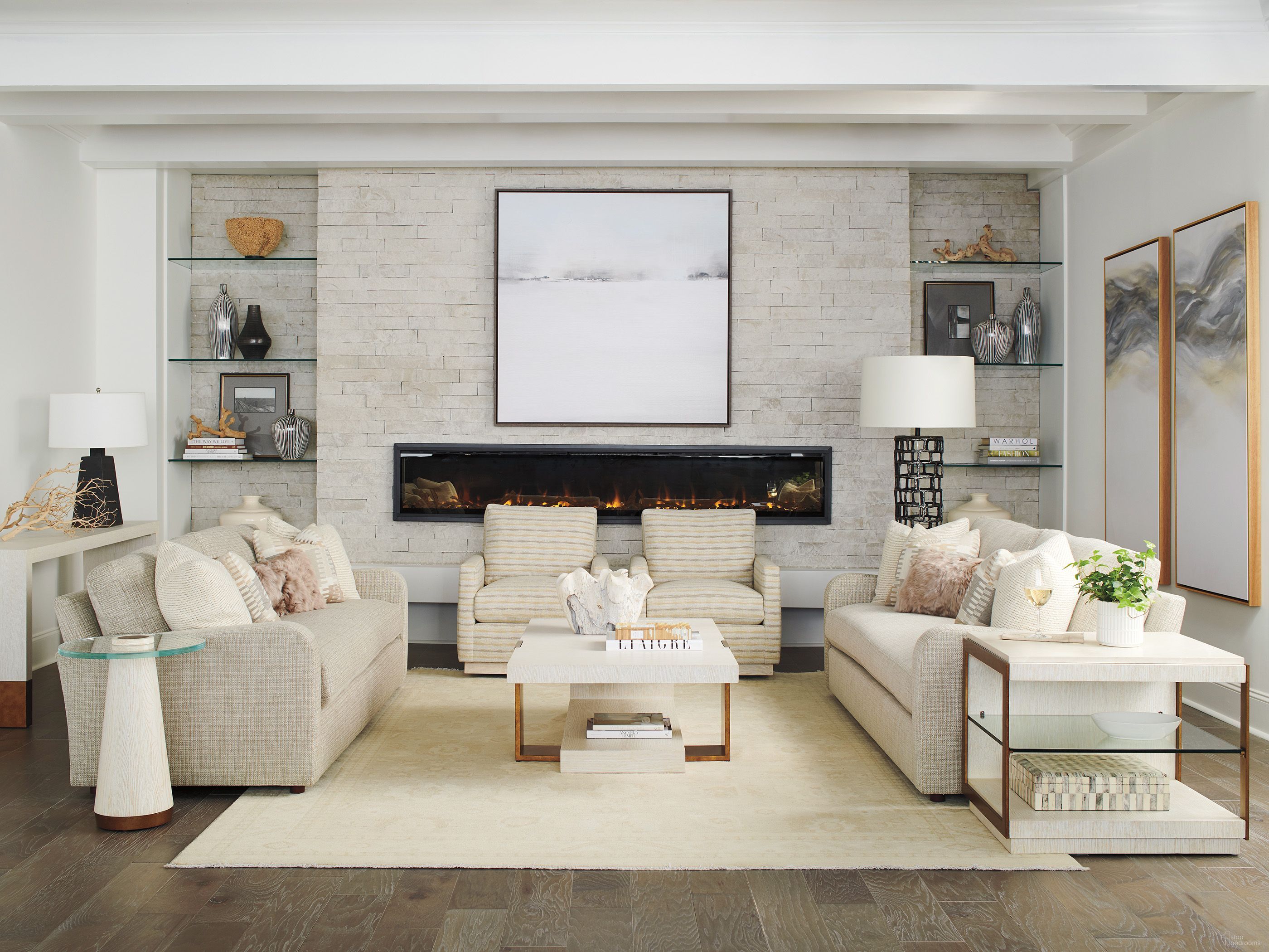 The appearance of Carmel Winter Monterey Rectangular Occasional Table Set designed by Barclay Butera in the modern / contemporary interior design. This monterey piece of furniture was selected by 1StopBedrooms from Carmel Collection to add a touch of cosiness and style into your home. Sku: 931-943;931-952. Material: Wood.