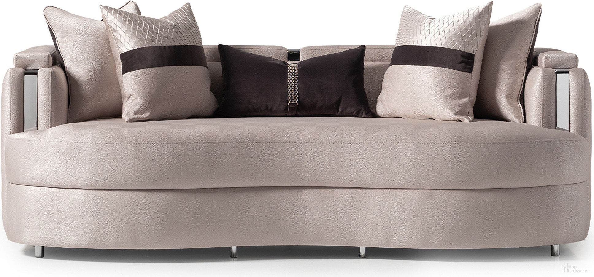 The appearance of Carmela Sofa In Zinc and Silver designed by Michael Amini in the transitional interior design. This silver piece of furniture was selected by 1StopBedrooms from Carmela Collection to add a touch of cosiness and style into your home. Sku: LFR-CRMA815-ZNC-808. Material: Beech.