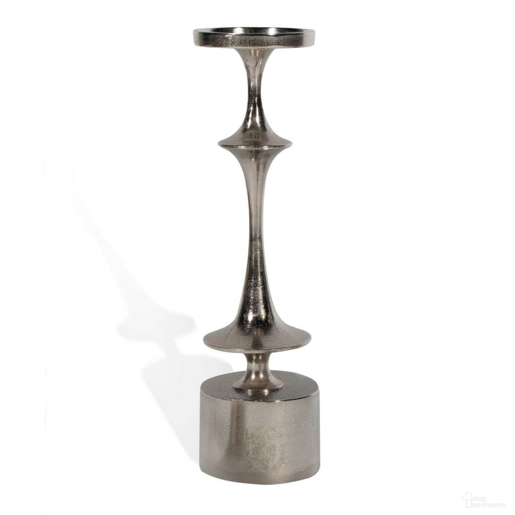 Carmella Large Metal Candle Holder In Silver