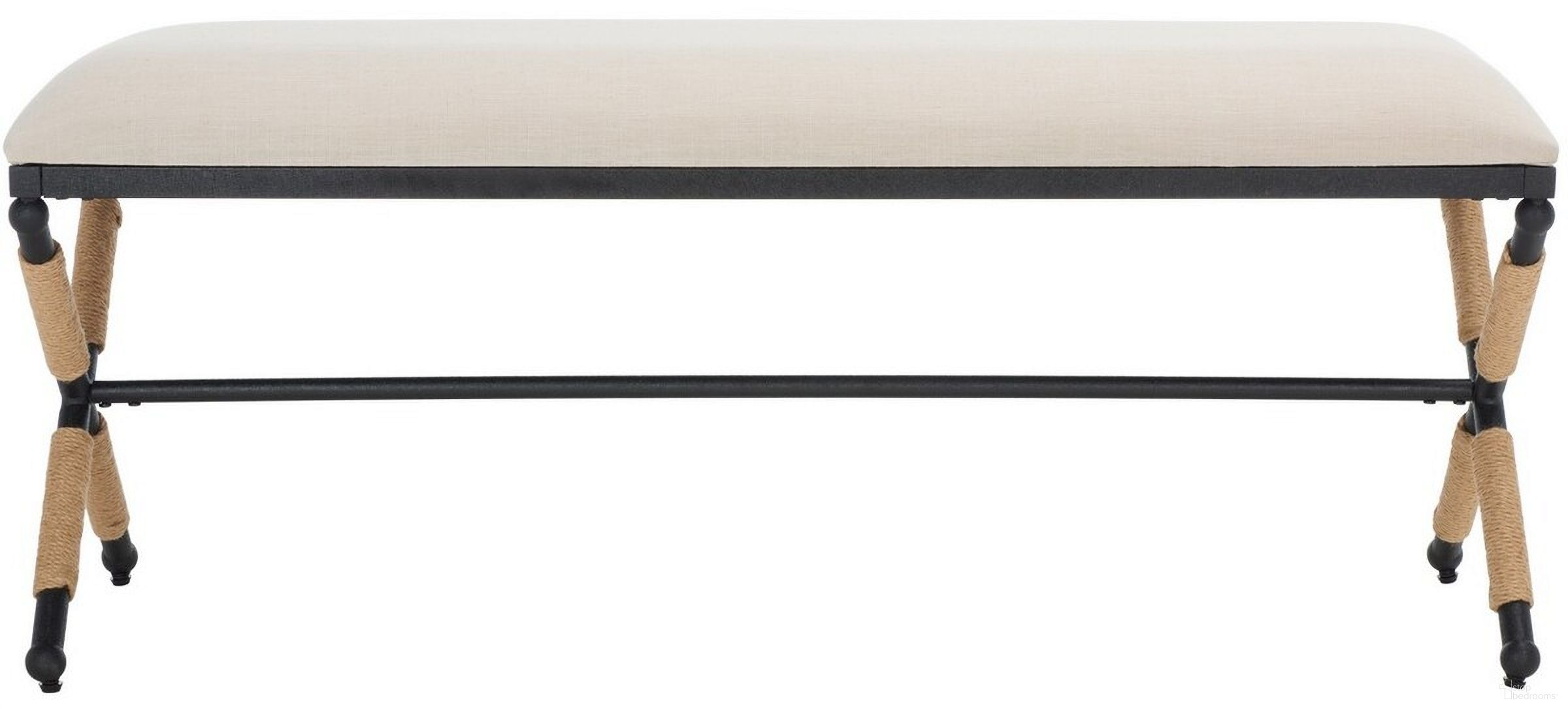 The appearance of Carmelo Hemp Wrapped Bench In Black and Beige designed by Safavieh Couture in the modern / contemporary interior design. This black and beige piece of furniture was selected by 1StopBedrooms from Carmelo Collection to add a touch of cosiness and style into your home. Sku: SFV2121A. Material: Polyester.