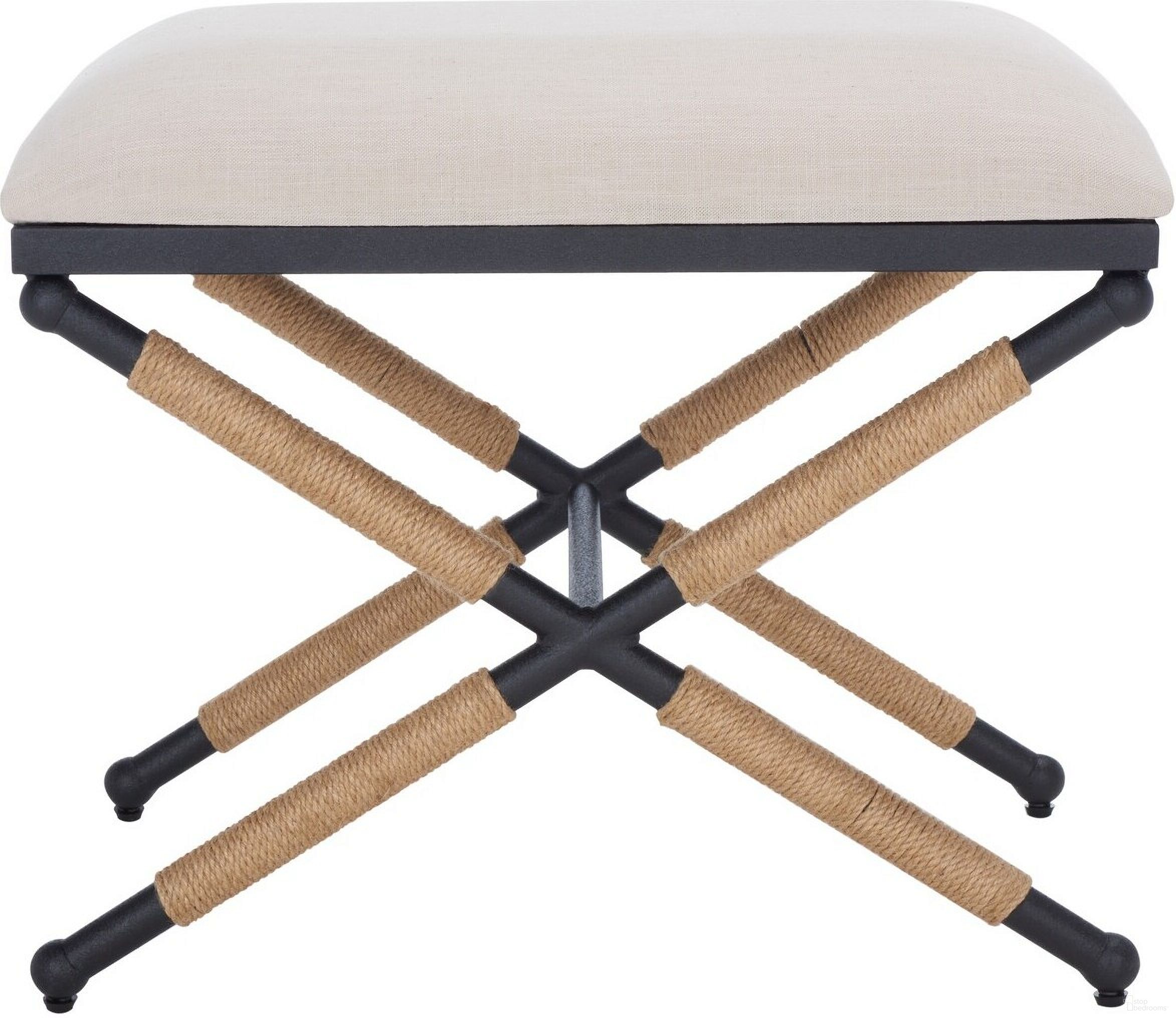 The appearance of Carmelo Wrapped Ottoman In Beige And Black designed by Safavieh Couture in the modern / contemporary interior design. This beige piece of furniture was selected by 1StopBedrooms from Carmelo Collection to add a touch of cosiness and style into your home. Sku: SFV2122A. Material: Wood.