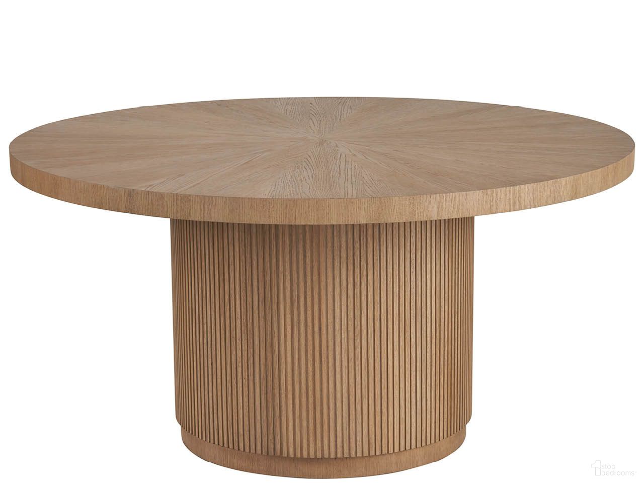The appearance of Carmen Round Dining Table In Skylark designed by Universal in the modern / contemporary interior design. This skylark piece of furniture was selected by 1StopBedrooms from Avaline Collection to add a touch of cosiness and style into your home. Sku: U428A656. Table Base Style: Pedestal. Table Top Shape: Round. Material: Wood. Size: 60".