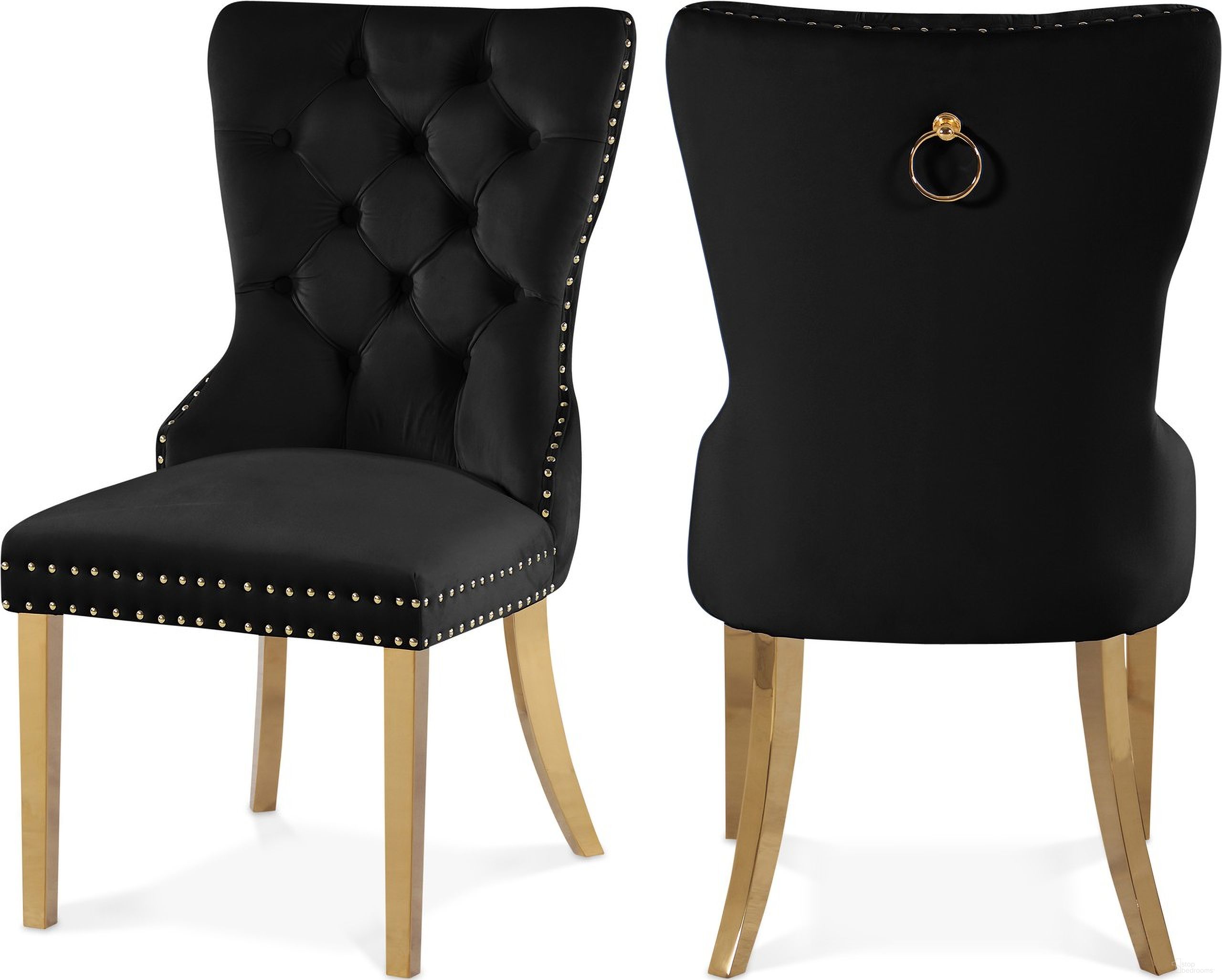 Carmen Velvet Dining Chairs Set of 2 In Black