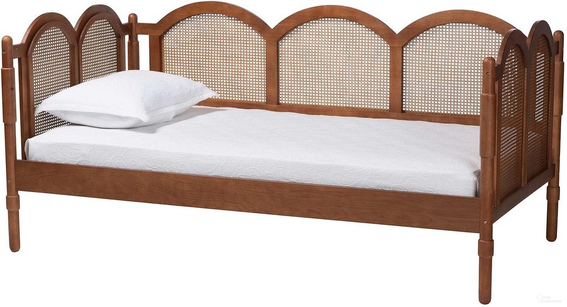 The appearance of Carmiya Scalloped Twin Daybed In Walnut Brown designed by Baxton Studio in the transitional interior design. This walnut brown piece of furniture was selected by 1StopBedrooms from Carmiya Collection to add a touch of cosiness and style into your home. Sku: MG0211-Walnut Rattan-Daybed-Twin. Bed Type: Daybed. Bed Size: Twin. Material: Rubberwood.
