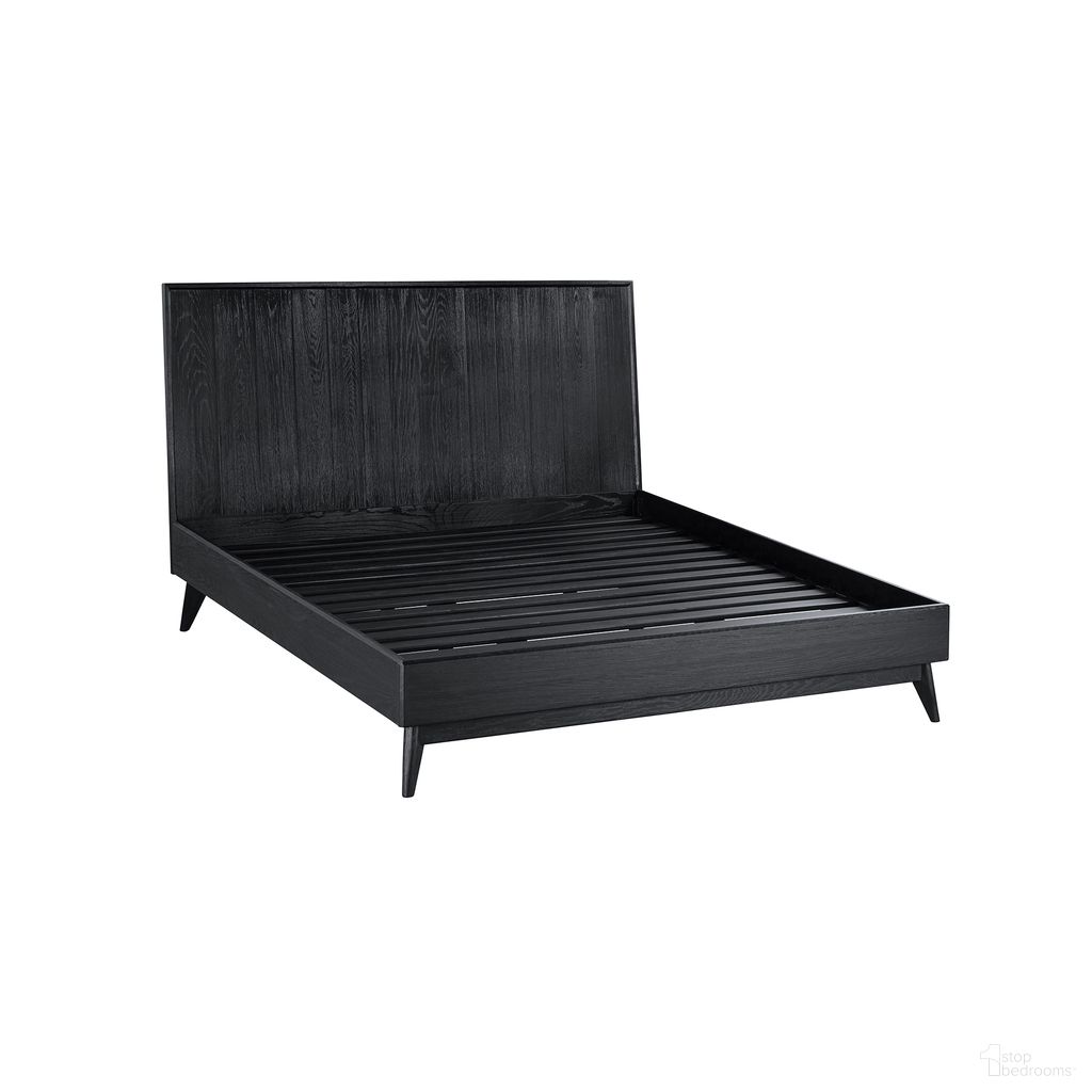 Carnaby Queen Platform Bed Frame In Black Brushed Oak Wood