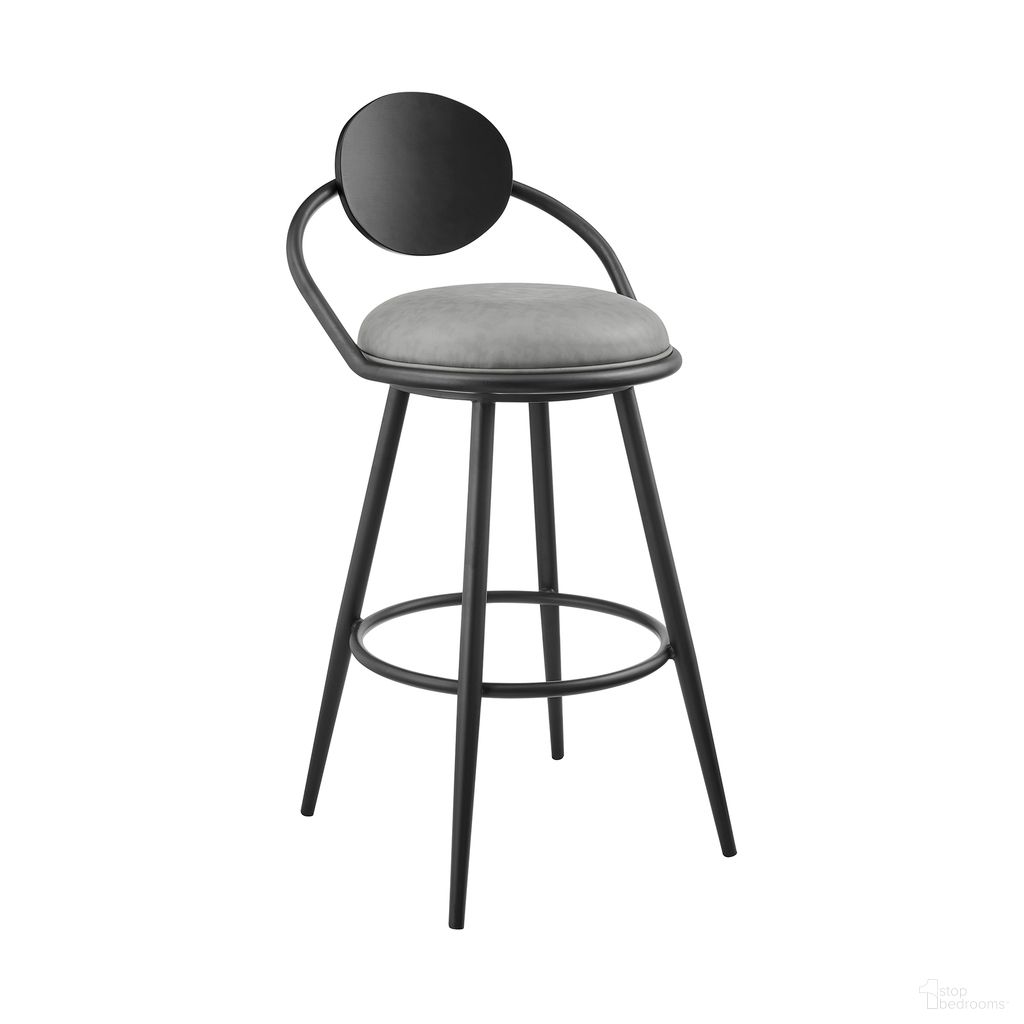 Carnation 26 Inch Swivel Counter Stool In Vintage Gray and Black