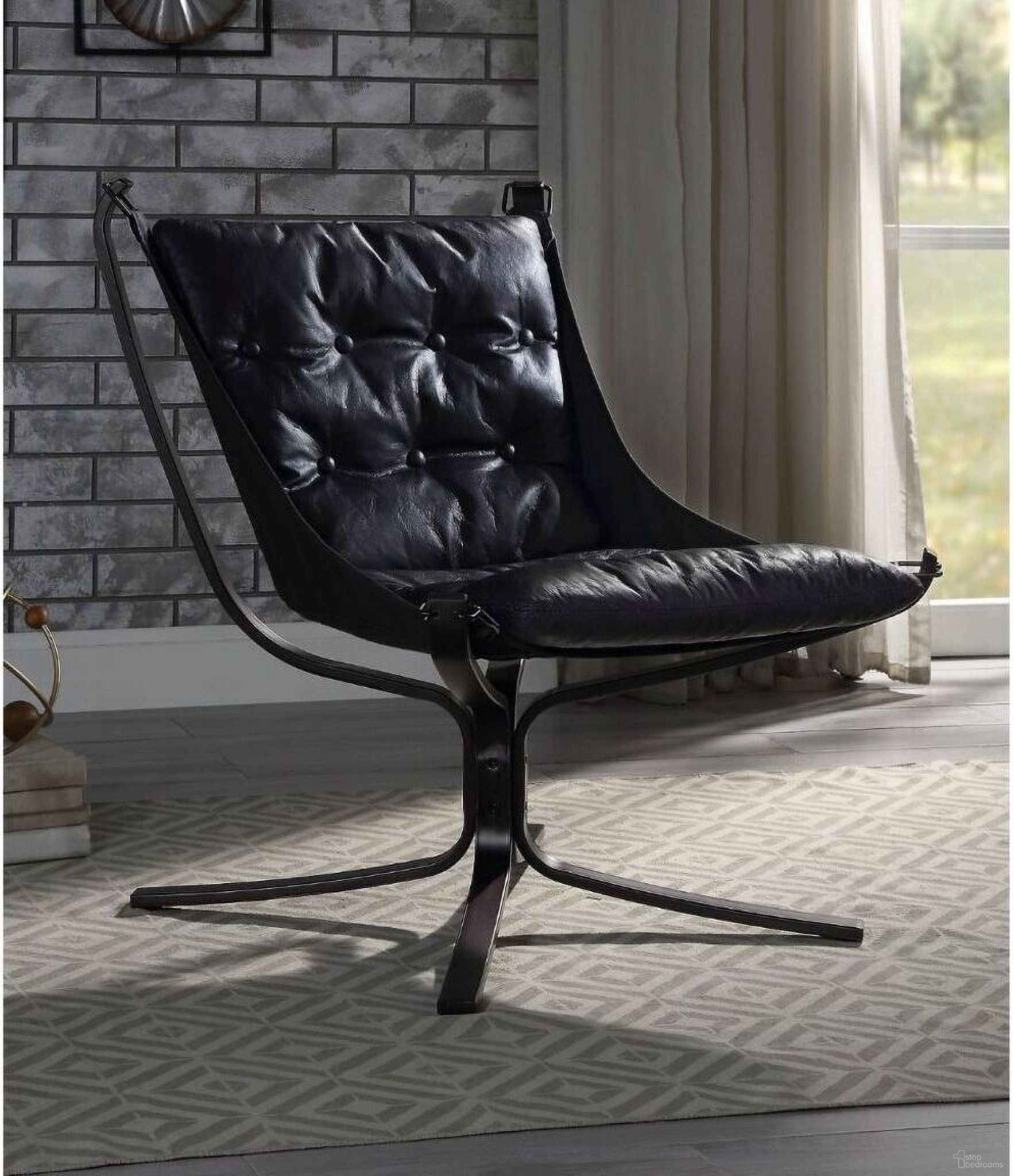 The appearance of Carney Vintage Blue Top Grain Leather Accent Chair designed by ACME in the modern / contemporary interior design. This blue piece of furniture was selected by 1StopBedrooms from Carney Collection to add a touch of cosiness and style into your home. Sku: 59832. Material: Metal.