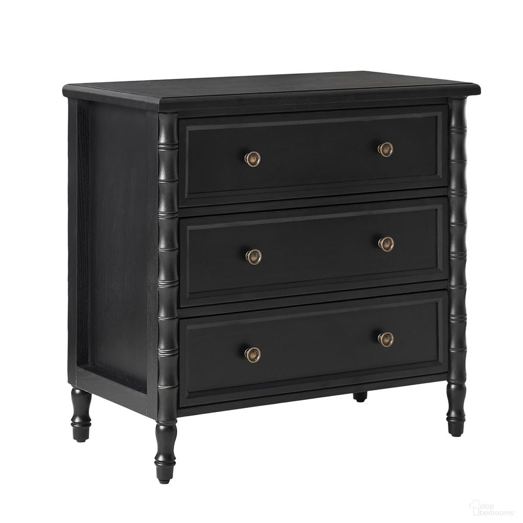 Carol 3-Drawer Nightstand In Black
