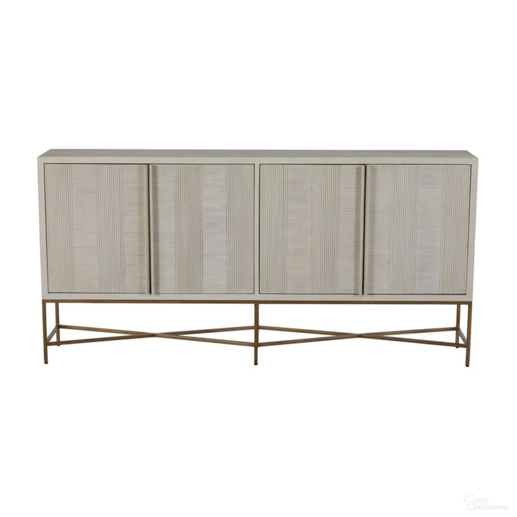 The appearance of Carol Sideboard In Cerused White and Stained Brass designed by Gabby in the transitional interior design. This cerused white/stained brass piece of furniture  was selected by 1StopBedrooms from Carol Collection to add a touch of cosiness and style into your home. Sku: SCH-165075. Material: Mindi Veneer.