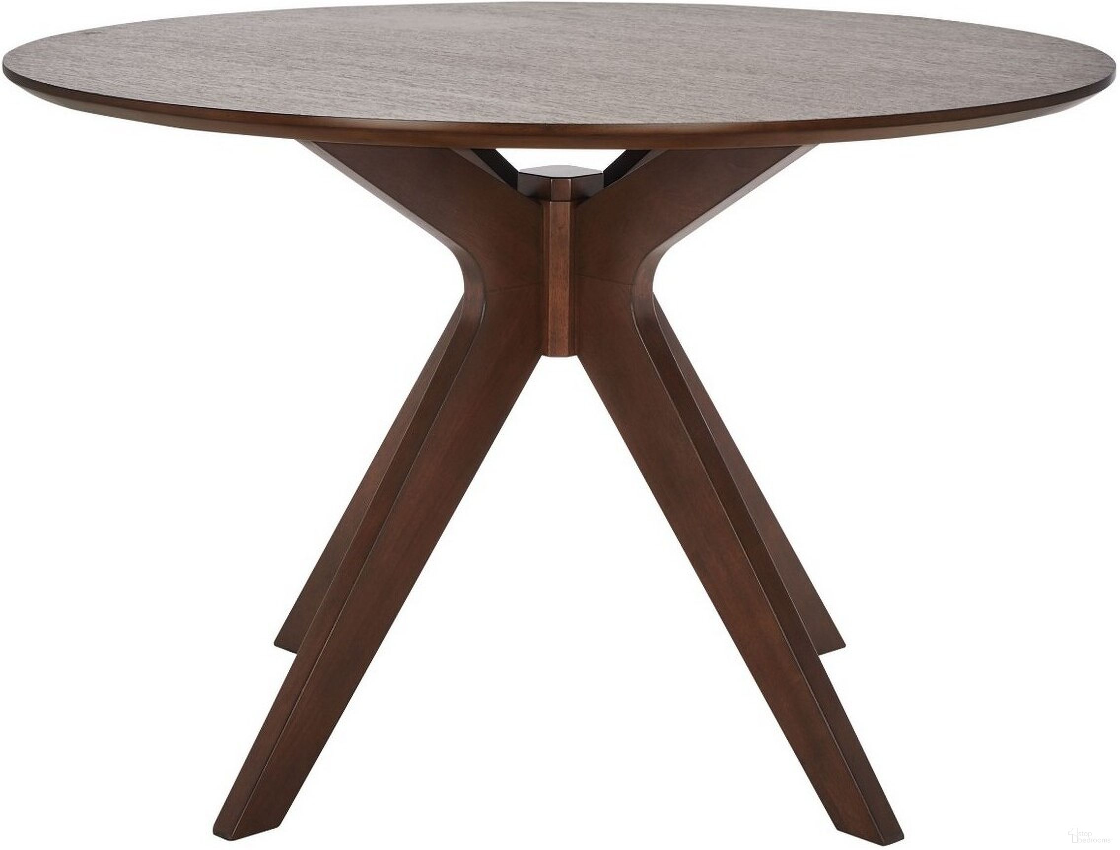 The appearance of Carolee 46 Inch Round Dining Table In Walnut designed by Safavieh Couture in the transitional interior design. This walnut piece of furniture was selected by 1StopBedrooms from Carolee Collection to add a touch of cosiness and style into your home. Sku: SFV2134C. Table Base Style: Legs. Table Top Shape: Round. Material: Plywood. Size: 46".