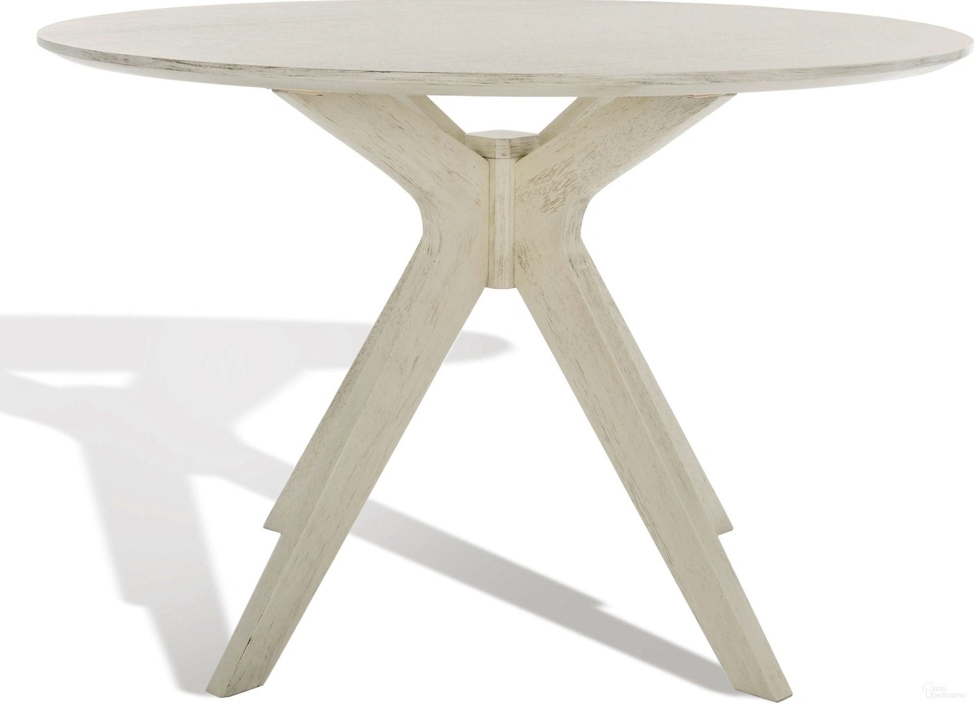 The appearance of Carolee 46 Inch Round Dining Table In White Wash designed by Safavieh Couture in the modern / contemporary interior design. This white wash piece of furniture  was selected by 1StopBedrooms from Carolee Collection to add a touch of cosiness and style into your home. Sku: SFV2134A. Table Base Style: Legs. Table Top Shape: Round. Material: MDF. Size: 46".