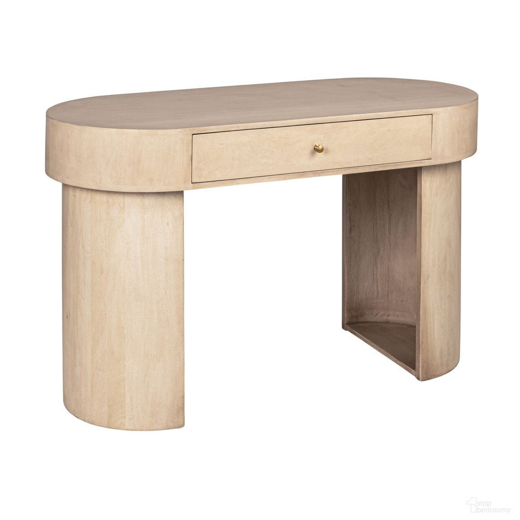 Carolina Oval Mango Wood Vanity Desk/Console Table In White