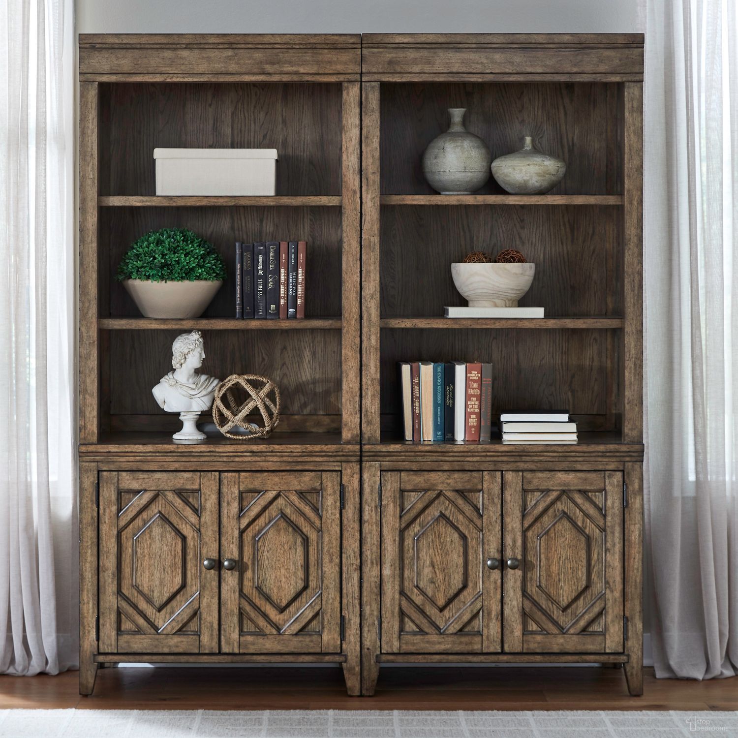 The appearance of Carolina Park 2 Piece Bunching Bookcase In Amber Brown designed by Liberty in the transitional interior design. This amber brown piece of furniture was selected by 1StopBedrooms from Carolina Park Collection to add a touch of cosiness and style into your home. Sku: 930-HO201;930-HO201. Material: Solid Rubberwood.