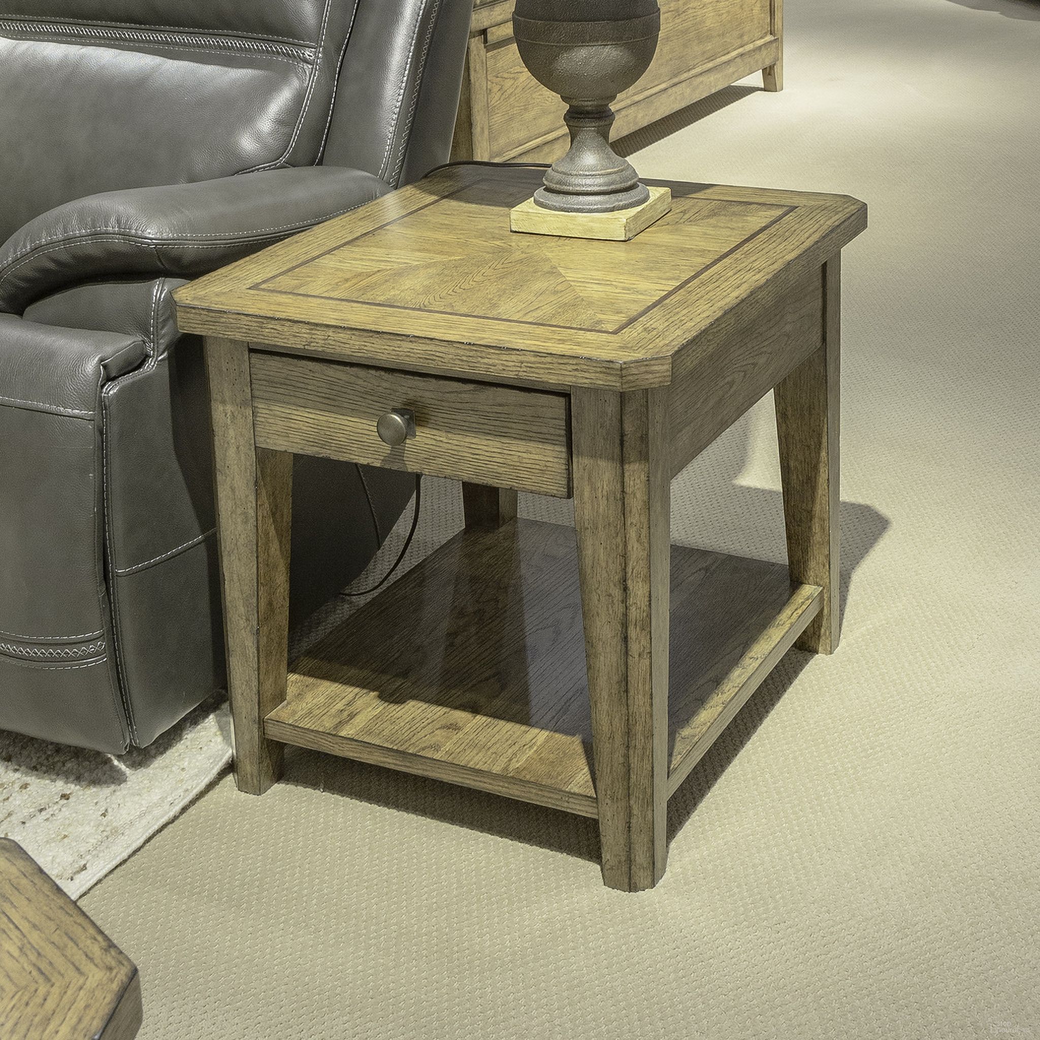 The appearance of Carolina Park End Table In Brown designed by Liberty in the transitional interior design. This brown piece of furniture was selected by 1StopBedrooms from Carolina Park Collection to add a touch of cosiness and style into your home. Sku: 930-OT1020. Material: Solid Rubberwood.