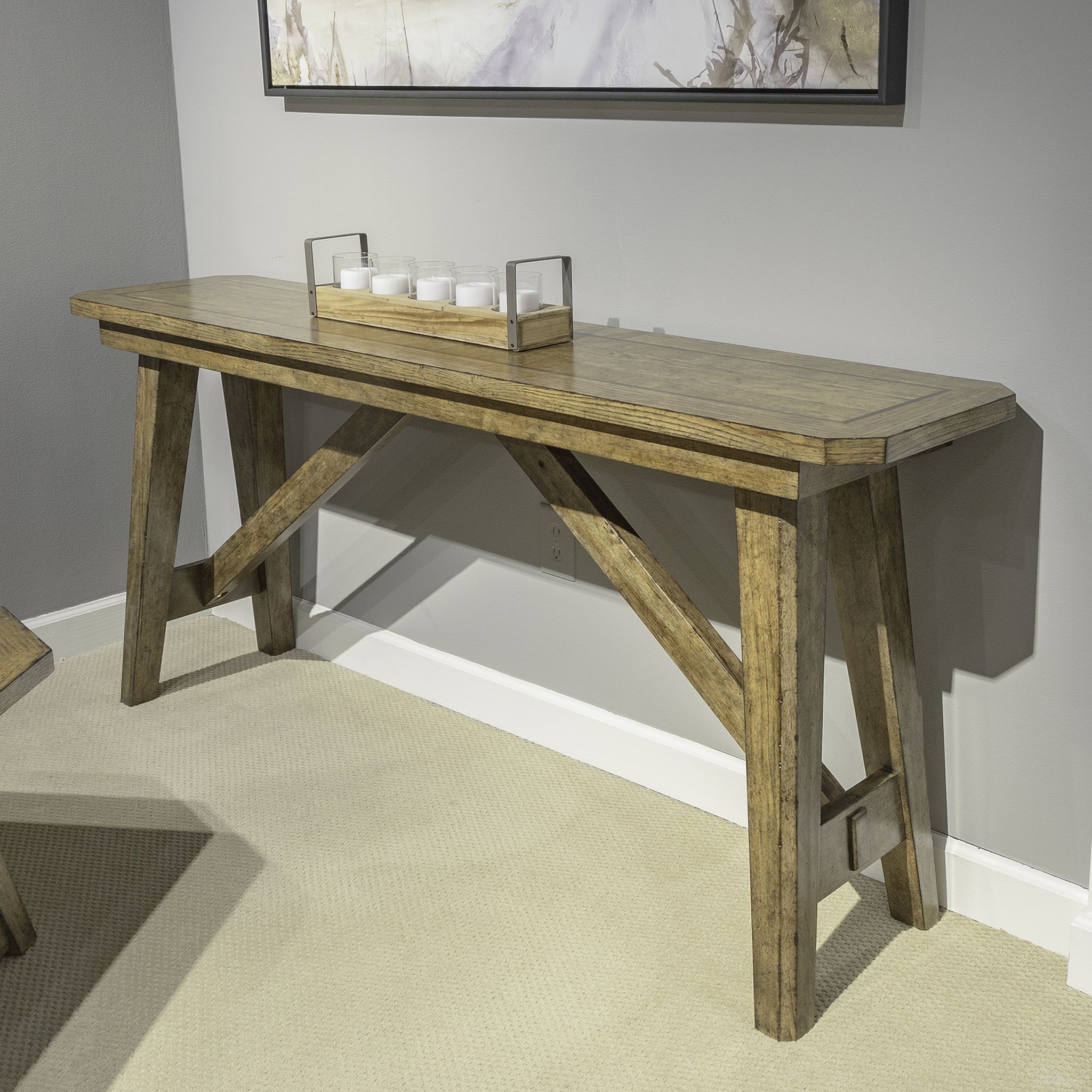 The appearance of Carolina Park Sofa Table In Brown designed by Liberty in the transitional interior design. This brown piece of furniture was selected by 1StopBedrooms from Carolina Park Collection to add a touch of cosiness and style into your home. Sku: 930-OT1030. Material: Solid Rubberwood.