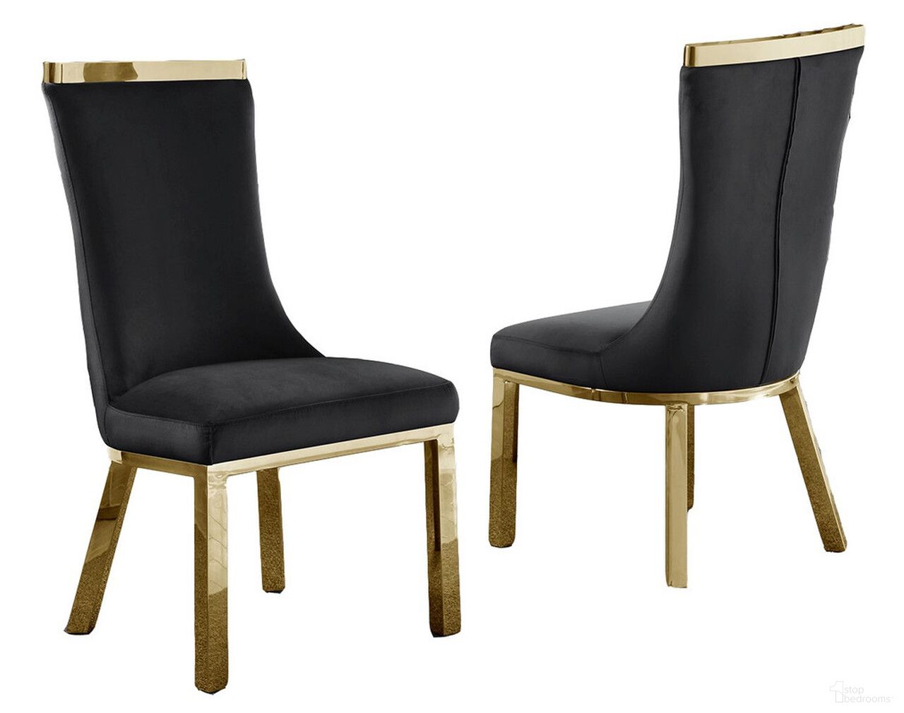 The appearance of Carolina Upholstered Dining Chairs Set of 2 In Black Velvet and Gold Stainless Steel designed by Best Quality Furniture in the modern / contemporary interior design. This black and gold piece of furniture  was selected by 1StopBedrooms from Carolina Collection to add a touch of cosiness and style into your home. Sku: SC276. Material: Velvet. Chair Type: Side Chair.