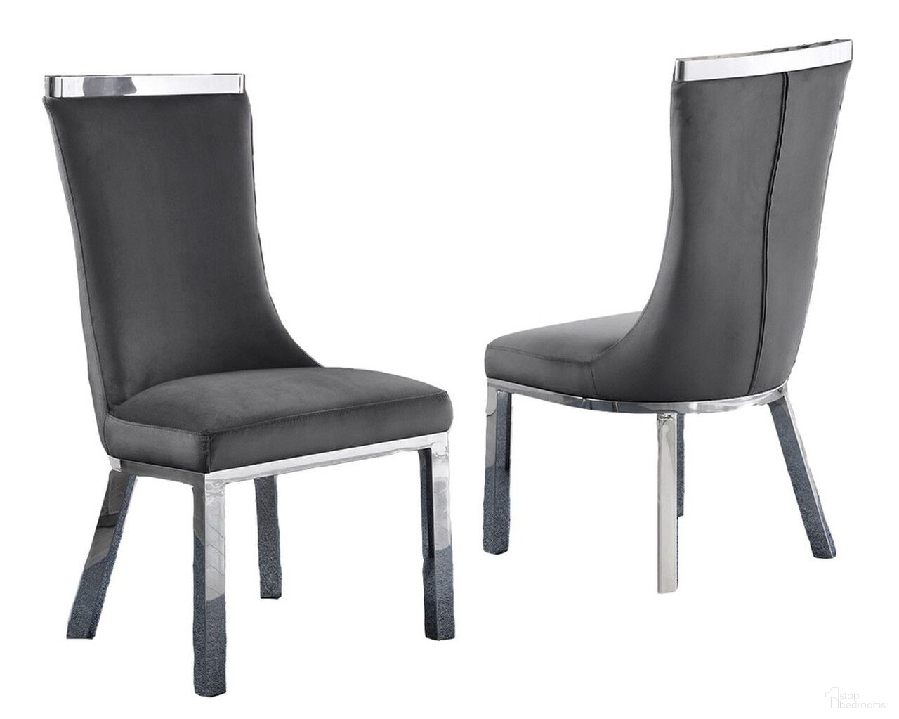 The appearance of Carolina Upholstered Dining Chairs Set of 2 In Dark Gray Velvet and Stainless Steel designed by Best Quality Furniture in the modern / contemporary interior design. This dark grey and stainless steel piece of furniture was selected by 1StopBedrooms from Carolina Collection to add a touch of cosiness and style into your home. Sku: SC270. Material: Velvet. Chair Type: Side Chair.