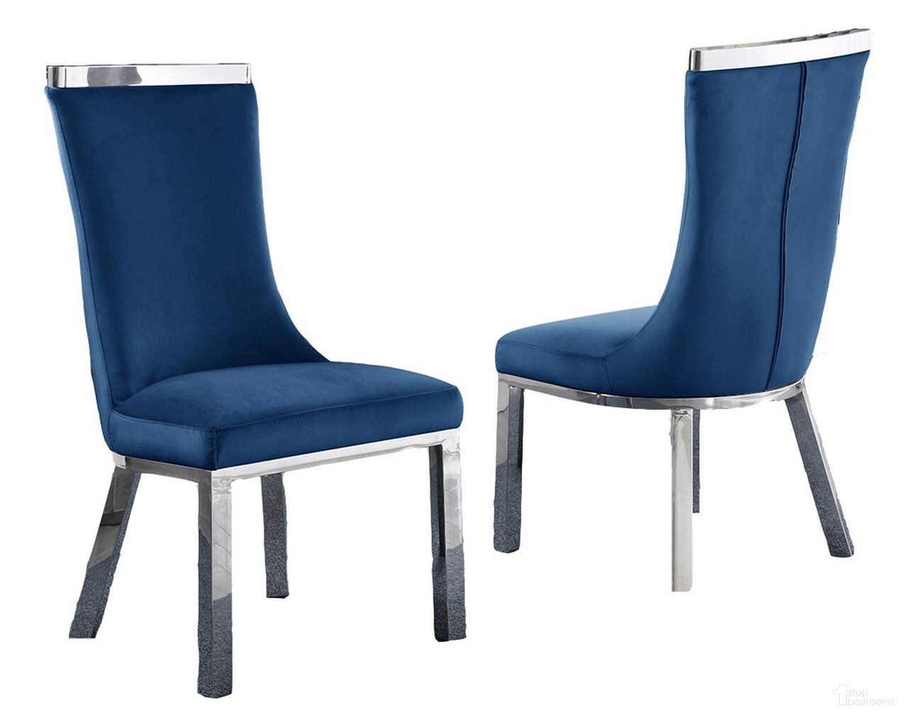 The appearance of Carolina Upholstered Dining Chairs Set of 2 In Navy Blue Velvet and Stainless Steel designed by Best Quality Furniture in the modern / contemporary interior design. This navy blue and stainless steel piece of furniture  was selected by 1StopBedrooms from Carolina Collection to add a touch of cosiness and style into your home. Sku: SC271. Material: Velvet. Chair Type: Side Chair.