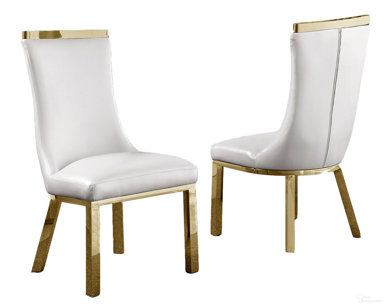 The appearance of Carolina Upholstered Dining Chairs Set of 2 In White Faux Leather and Gold Stainless Steel designed by Best Quality Furniture in the modern / contemporary interior design. This white and gold piece of furniture  was selected by 1StopBedrooms from Carolina Collection to add a touch of cosiness and style into your home. Sku: SC277. Material: Faux Leather. Chair Type: Side Chair.