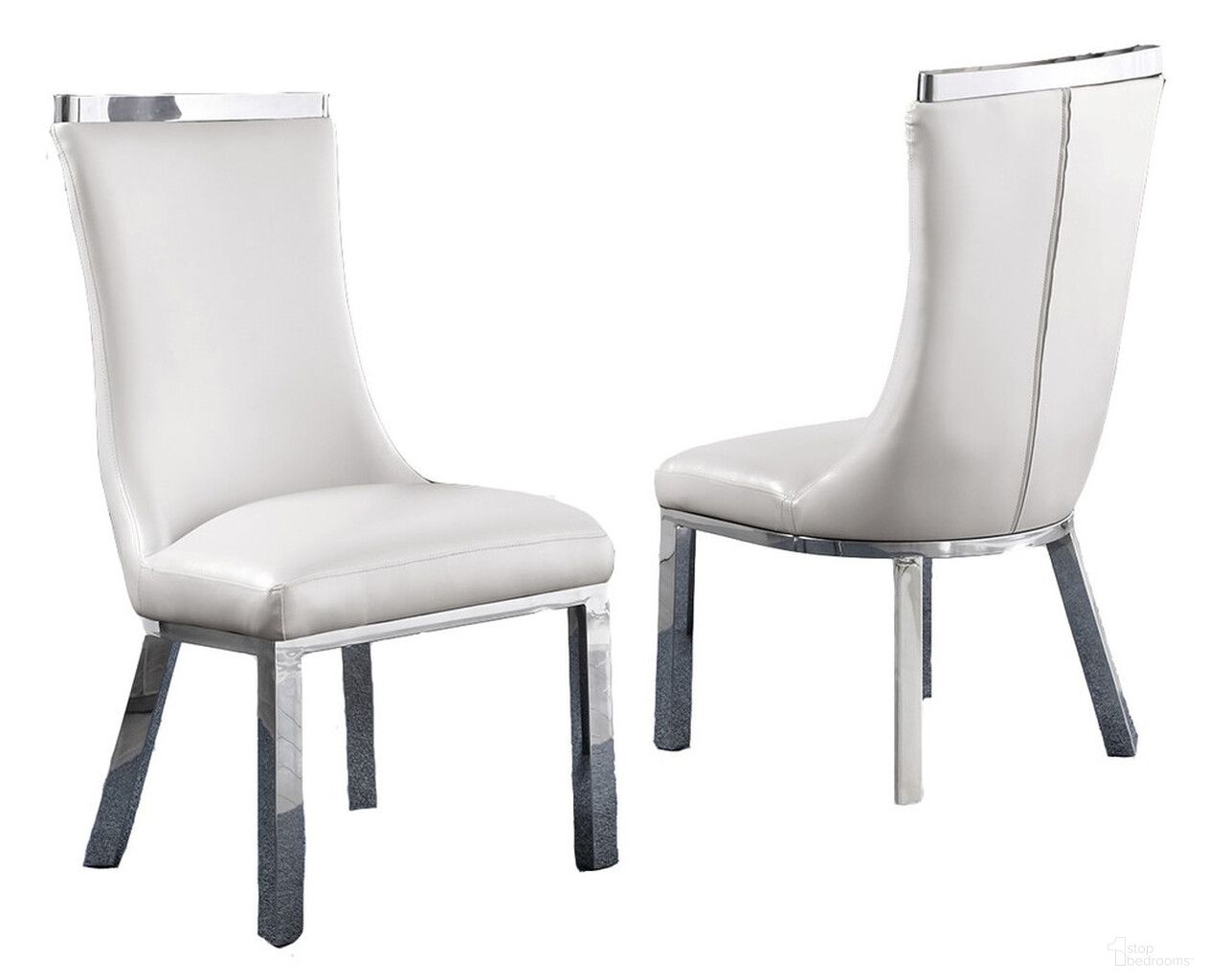 The appearance of Carolina Upholstered Dining Chairs Set of 2 In White Faux Leather and Stainless Steel designed by Best Quality Furniture in the modern / contemporary interior design. This white/stainless steel piece of furniture was selected by 1StopBedrooms from Carolina Collection to add a touch of cosiness and style into your home. Sku: SC273. Material: Faux Leather. Chair Type: Side Chair.