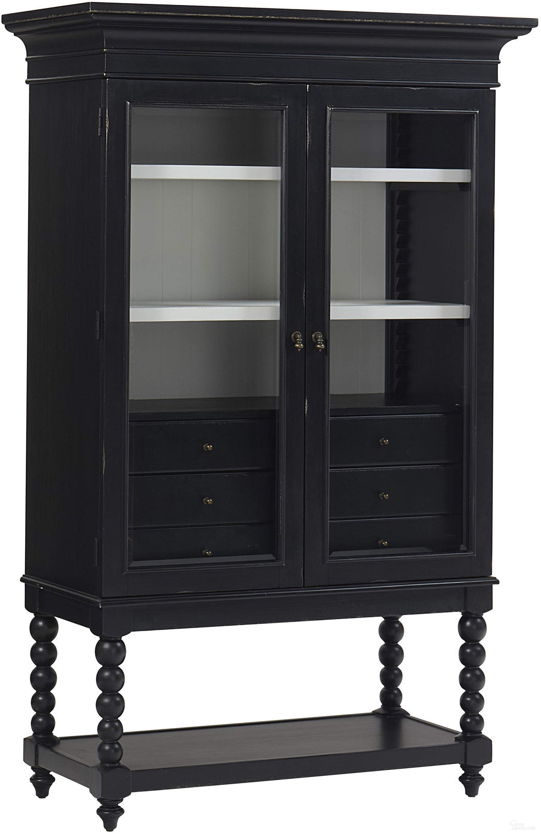 The appearance of Caroline Armoire Cupboard In Soft Black designed by Aspenhome in the transitional interior design. This soft black piece of furniture was selected by 1StopBedrooms from Caroline Collection to add a touch of cosiness and style into your home. Sku: I3210-459-BCK. Material: Wood.