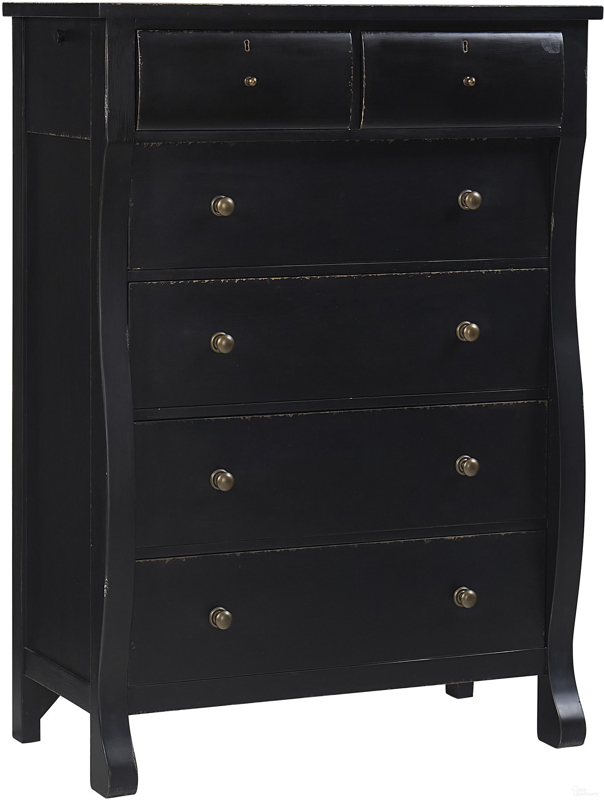 The appearance of Caroline Chest In Soft Black designed by Aspenhome in the transitional interior design. This soft black piece of furniture was selected by 1StopBedrooms from Caroline Collection to add a touch of cosiness and style into your home. Sku: I3210-456-BCK. Material: Wood.