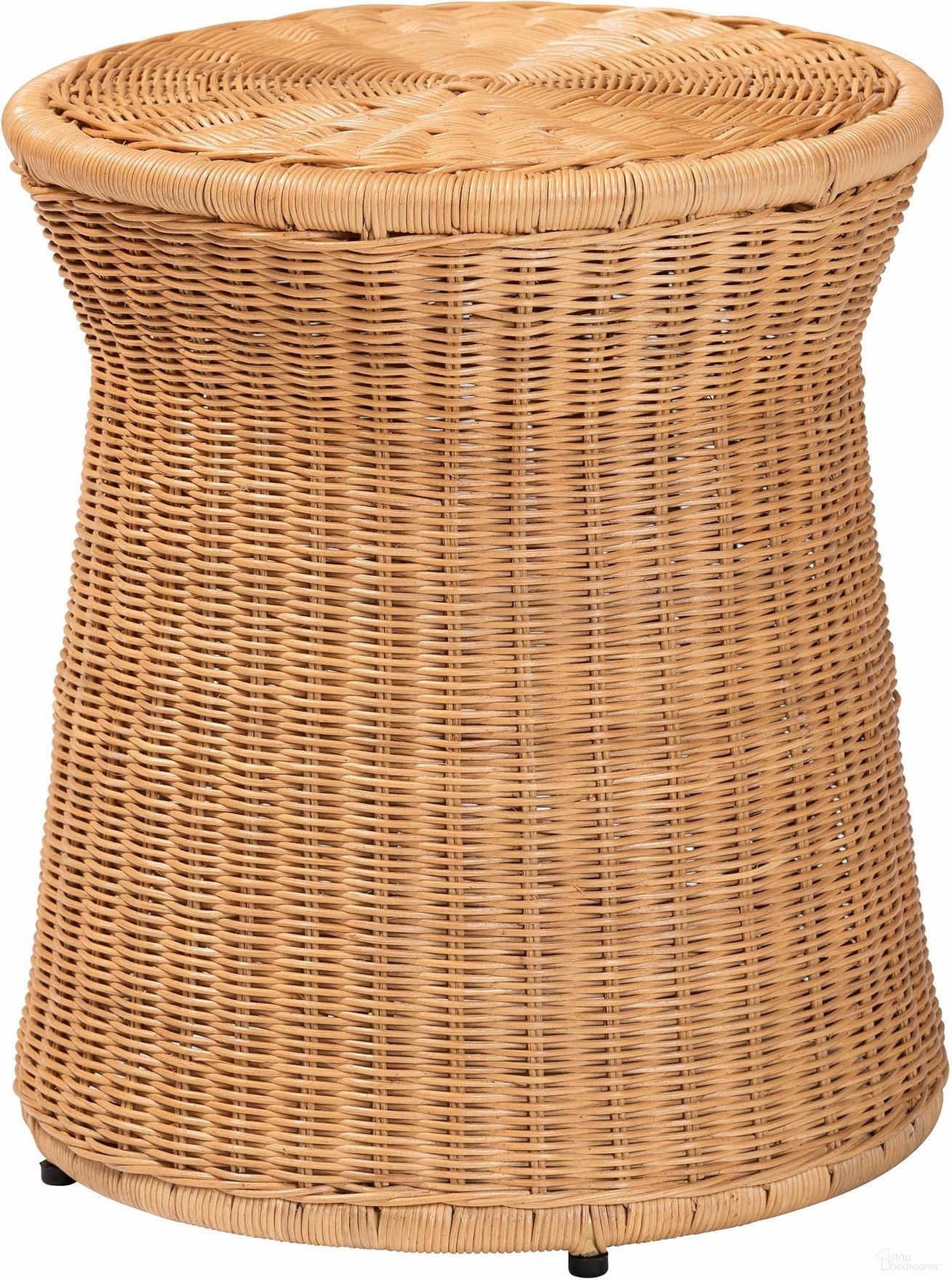 The appearance of Caroline Round Natural Rattan End Table In Light Honey designed by Baxton Studio in the bohemian interior design. This light honey piece of furniture  was selected by 1StopBedrooms from Caroline Collection to add a touch of cosiness and style into your home. Sku: Charlote-Light Honey Rattan-ET. Material: Natural Rattan.