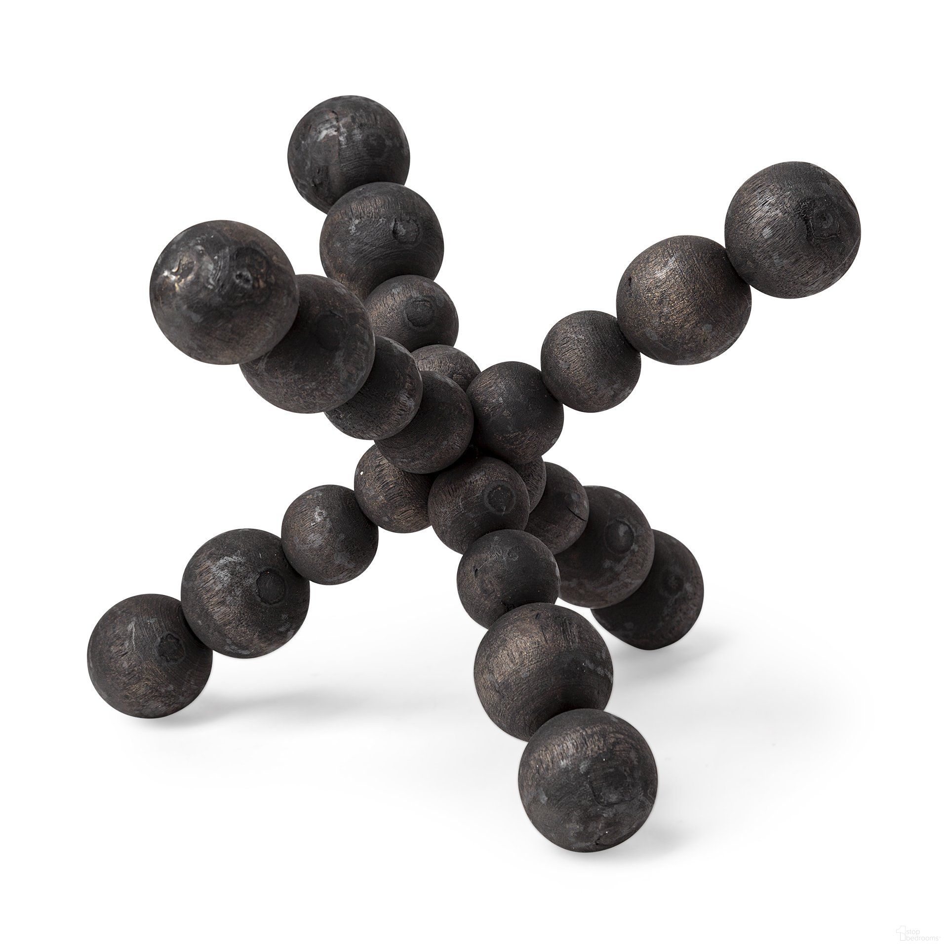 Carollan II 9 x 9 Inch Geometric Wood Large Ball Jack In Black