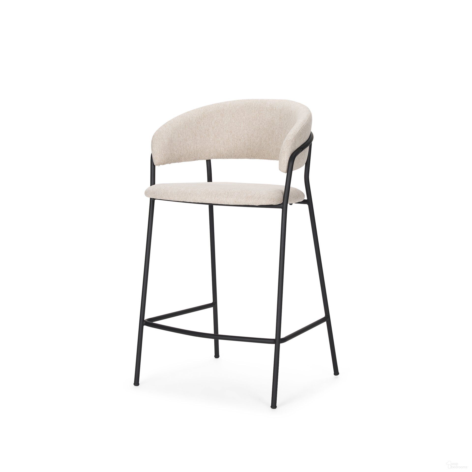 The appearance of Carolyn Counter Stool In Oatmeal Fabric with Matte Black Metal designed by Mercana in the modern / contemporary interior design. This oatmeal and black piece of furniture was selected by 1StopBedrooms from Carolyn Collection to add a touch of cosiness and style into your home. Sku: 70245. Material: Metal.