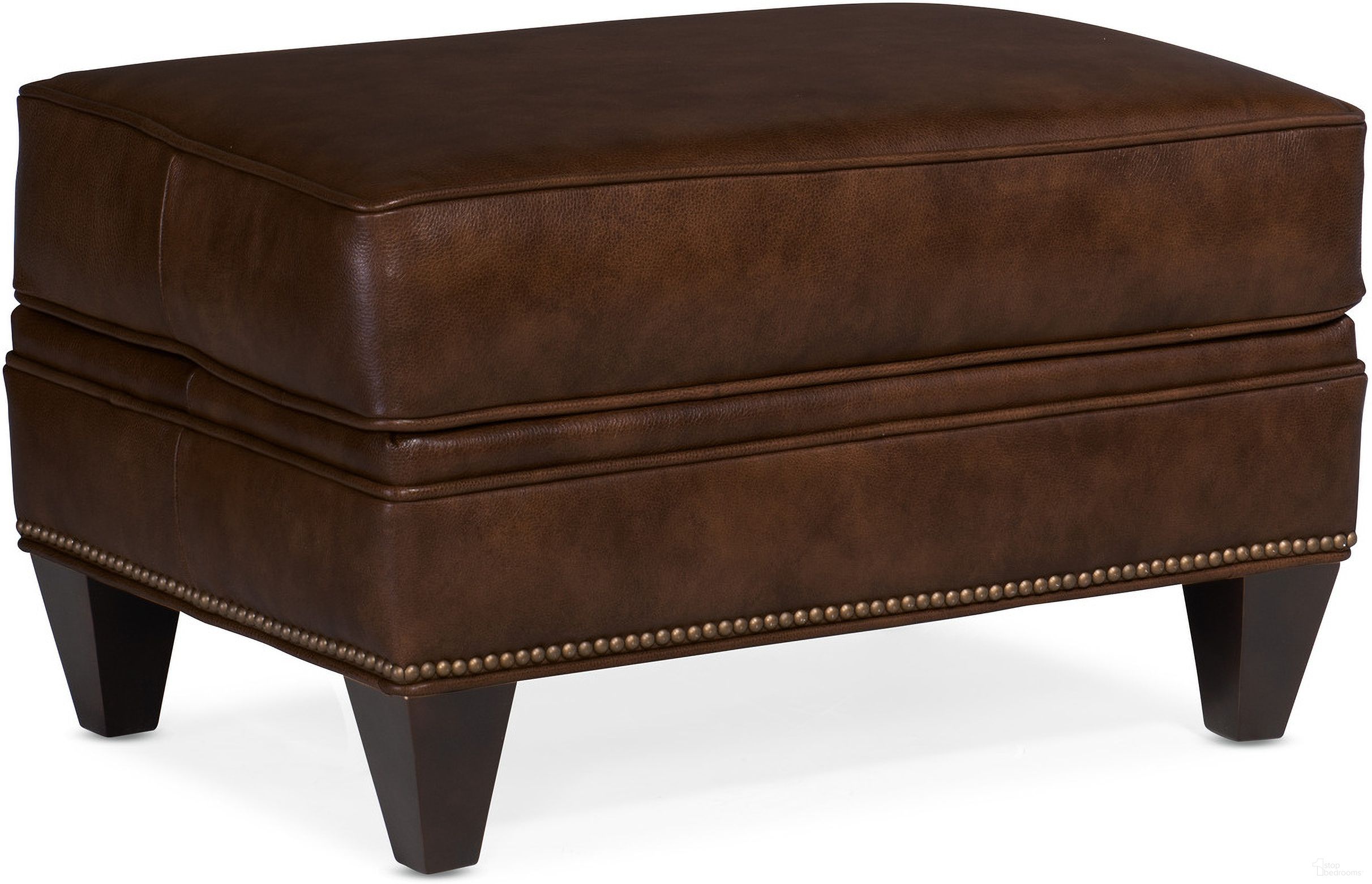 The appearance of Carrado Ottoman In Cognac designed by Bradington Young in the traditional interior design. This cognac piece of furniture was selected by 1StopBedrooms from BYX Collection to add a touch of cosiness and style into your home. Sku: BYX-780-OT980015-87PLBNTap. Material: Leather.