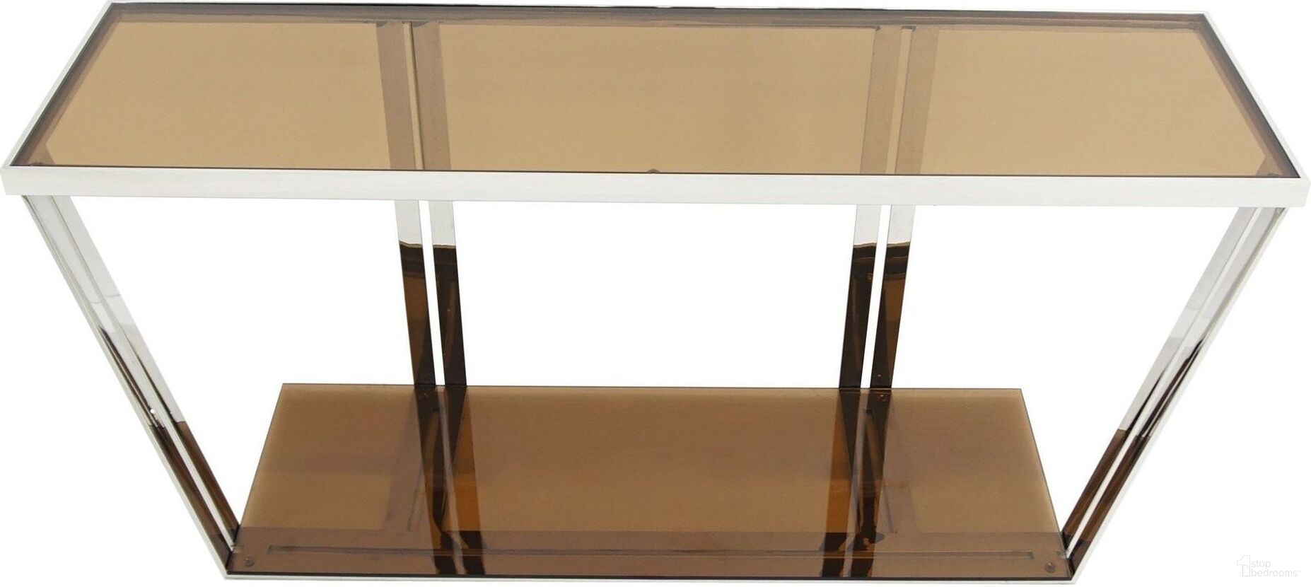 The appearance of Carraway Silver Type 1 Sofa Table designed by Bellini Modern Living in the modern / contemporary interior design. This brown piece of furniture  was selected by 1StopBedrooms from Carraway Collection to add a touch of cosiness and style into your home. Sku: Carraway ST-1. Material: Stainless Steel.