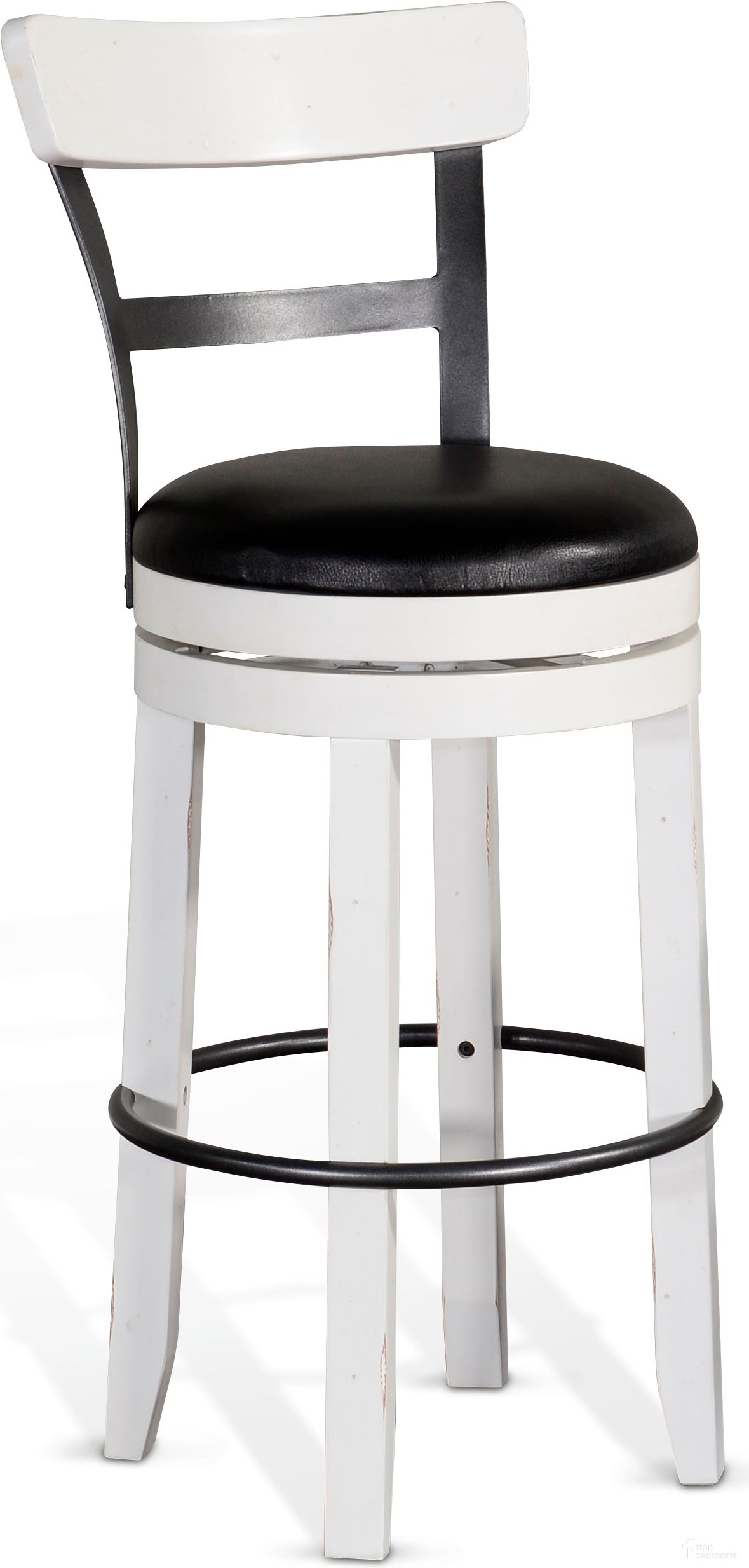 The appearance of Carriage House Industrial Swivel Barstool Set of 2 In European Cottage designed by Sunny Designs in the country / farmhouse interior design. This european cottage piece of furniture was selected by 1StopBedrooms from Carriage House Collection to add a touch of cosiness and style into your home. Sku: 1624EC-B30. Material: Solid Wood.