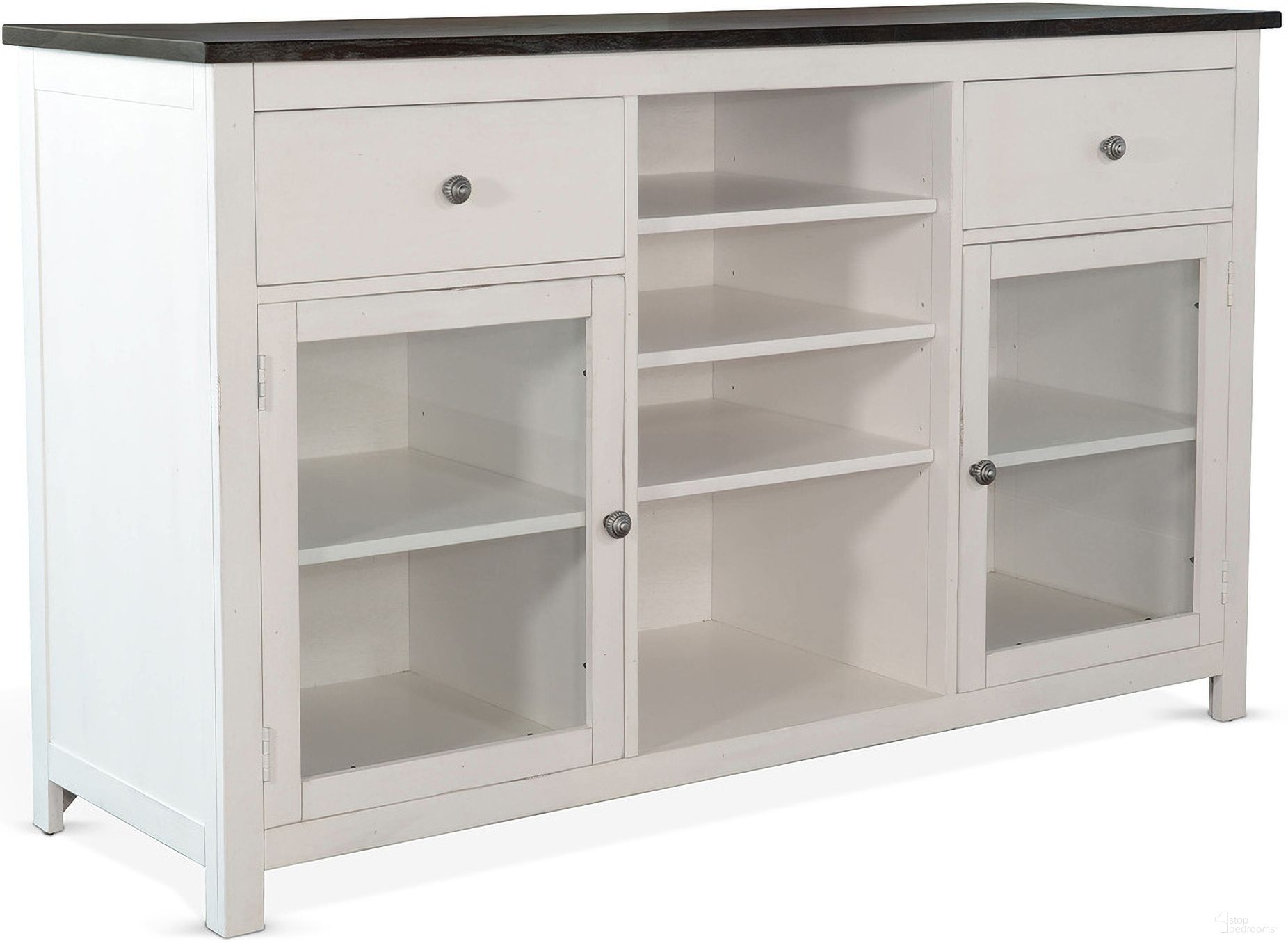 The appearance of Carriage House Buffet Only In Off White And Dark Brown designed by Sunny Designs in the country / farmhouse interior design. This european cottage piece of furniture was selected by 1StopBedrooms from Carriage House Collection to add a touch of cosiness and style into your home. Sku: 1976EC-B. Material: Solid Wood.