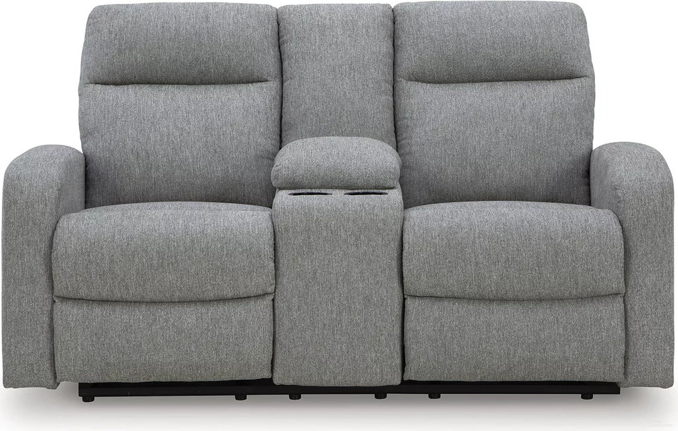 The appearance of Carrigan Lane Reclining Loveseat with Console In Sterling designed by Signature Design by Ashley in the modern / contemporary interior design. This sterling piece of furniture was selected by 1StopBedrooms from Carrigan Lane Collection to add a touch of cosiness and style into your home. Sku: NC4220494. Material: Fabric.