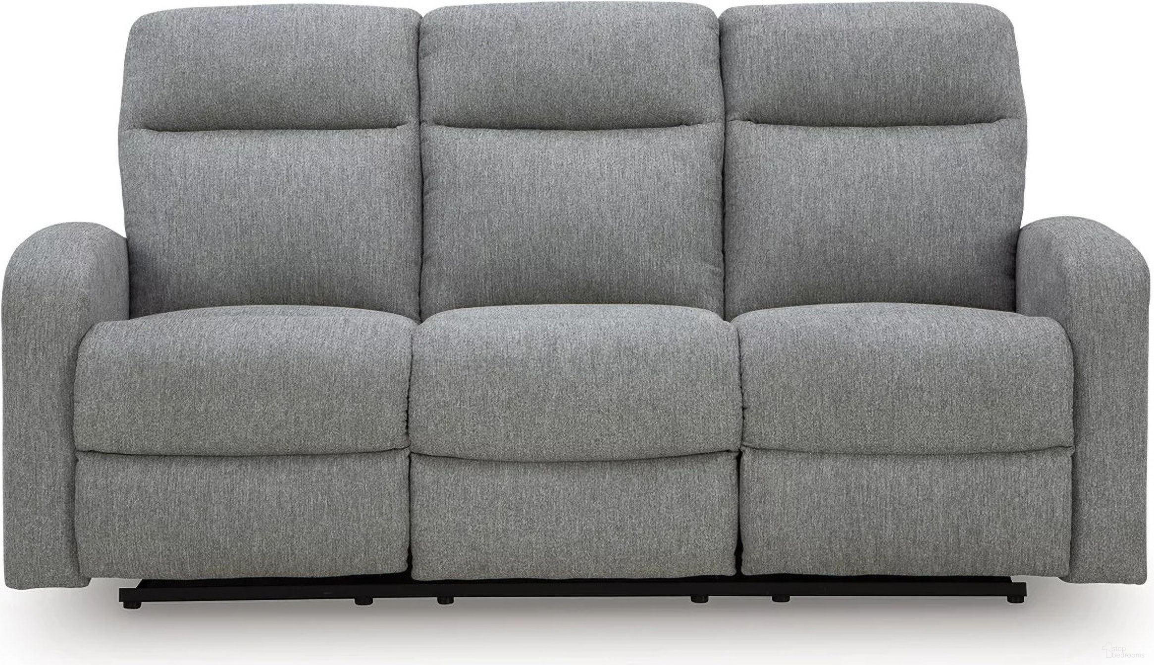 The appearance of Carrigan Lane Reclining Sofa In Sterling designed by Signature Design by Ashley in the modern / contemporary interior design. This sterling piece of furniture was selected by 1StopBedrooms from Carrigan Lane Collection to add a touch of cosiness and style into your home. Sku: NC4220488. Material: Fabric.