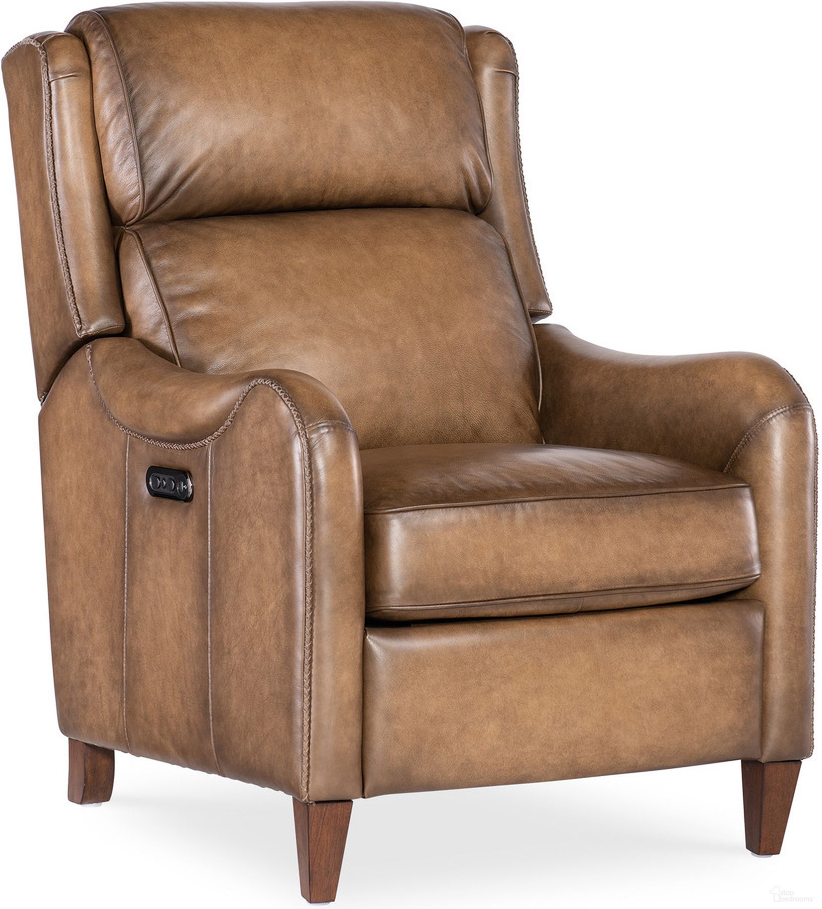 The appearance of Carrington Power Recliner with Power Headrest In Brown designed by Hooker in the transitional interior design. This brown piece of furniture was selected by 1StopBedrooms from RC Collection to add a touch of cosiness and style into your home. Sku: RC819-PH-078. Material: Leather.