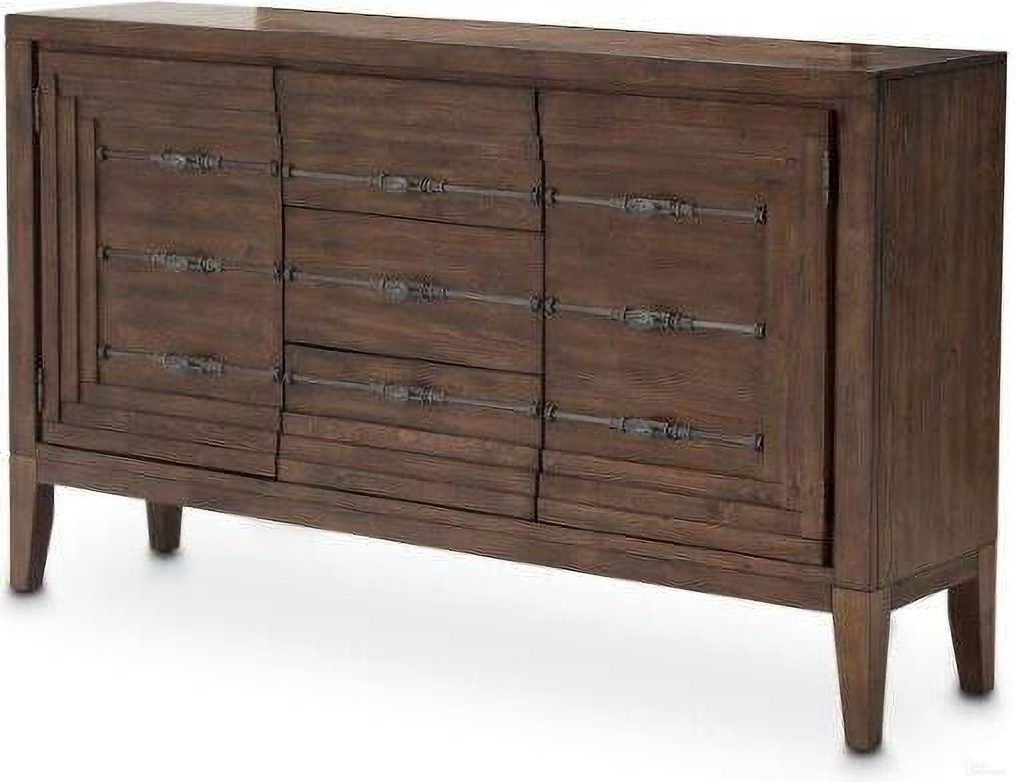 The appearance of Carrollton Sideboard In Rustic Ranch designed by Michael Amini in the rustic / southwestern interior design. This rustic ranch piece of furniture was selected by 1StopBedrooms from Carrollton Collection to add a touch of cosiness and style into your home. Sku: KI-CRLN007-407. Material: Wood Veneer.