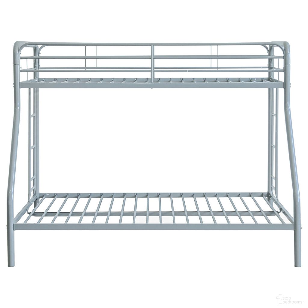 The appearance of Carson Metal Twin Over Full Bunk Bed In Glossy Silver designed by Coaster in the transitional interior design. This glossy silver piece of furniture  was selected by 1StopBedrooms from Carson Collection to add a touch of cosiness and style into your home. Sku: 460340SVR. Bed Type: Bunk Bed. Material: Steel. Bed Size: Twin Over Full.