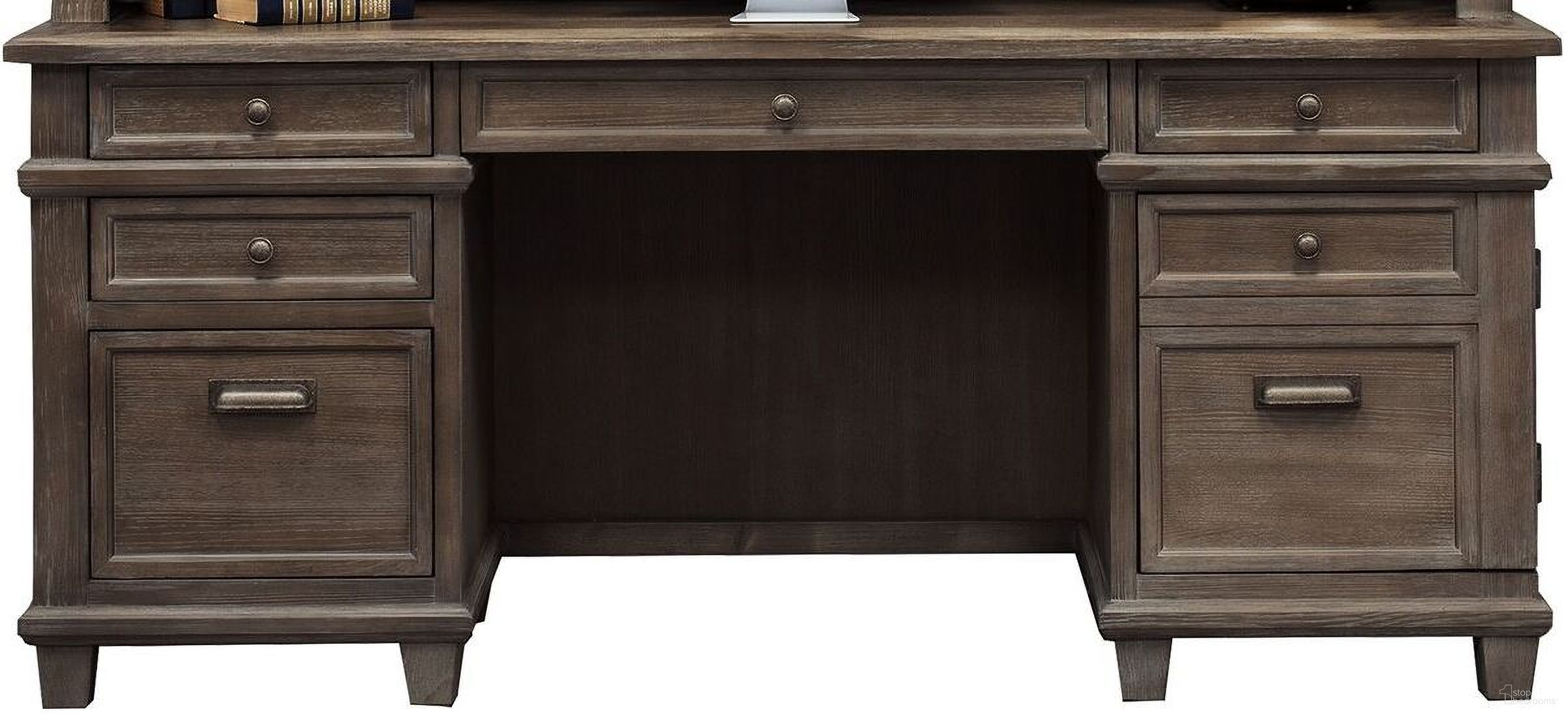 The appearance of Carson Wood Office Desk In Weathered Gray designed by Martin Furniture in the country / farmhouse interior design. This weathered gray piece of furniture  was selected by 1StopBedrooms from Carson Collection to add a touch of cosiness and style into your home. Sku: IMCA689. Material: Wood.