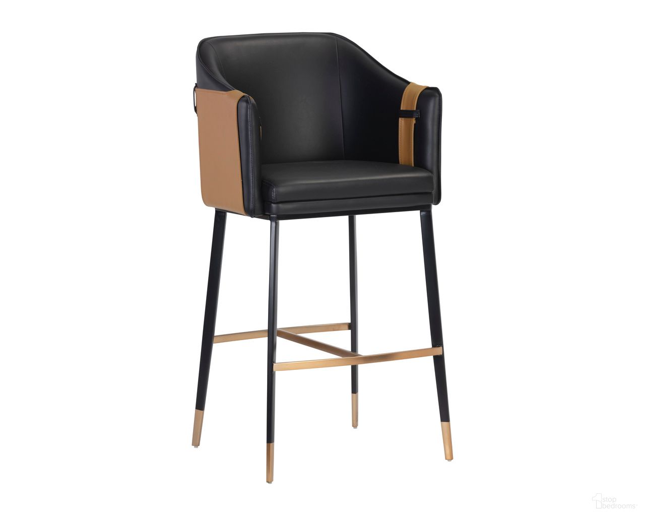 Carter Barstool In Napa Black and Napa Cognac