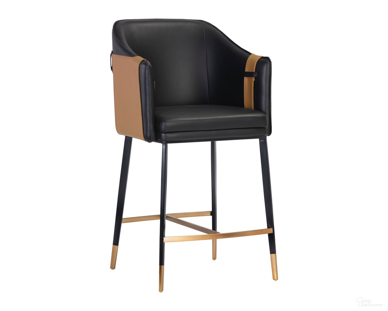 Carter Counter Stool In Napa Black and Napa Cognac
